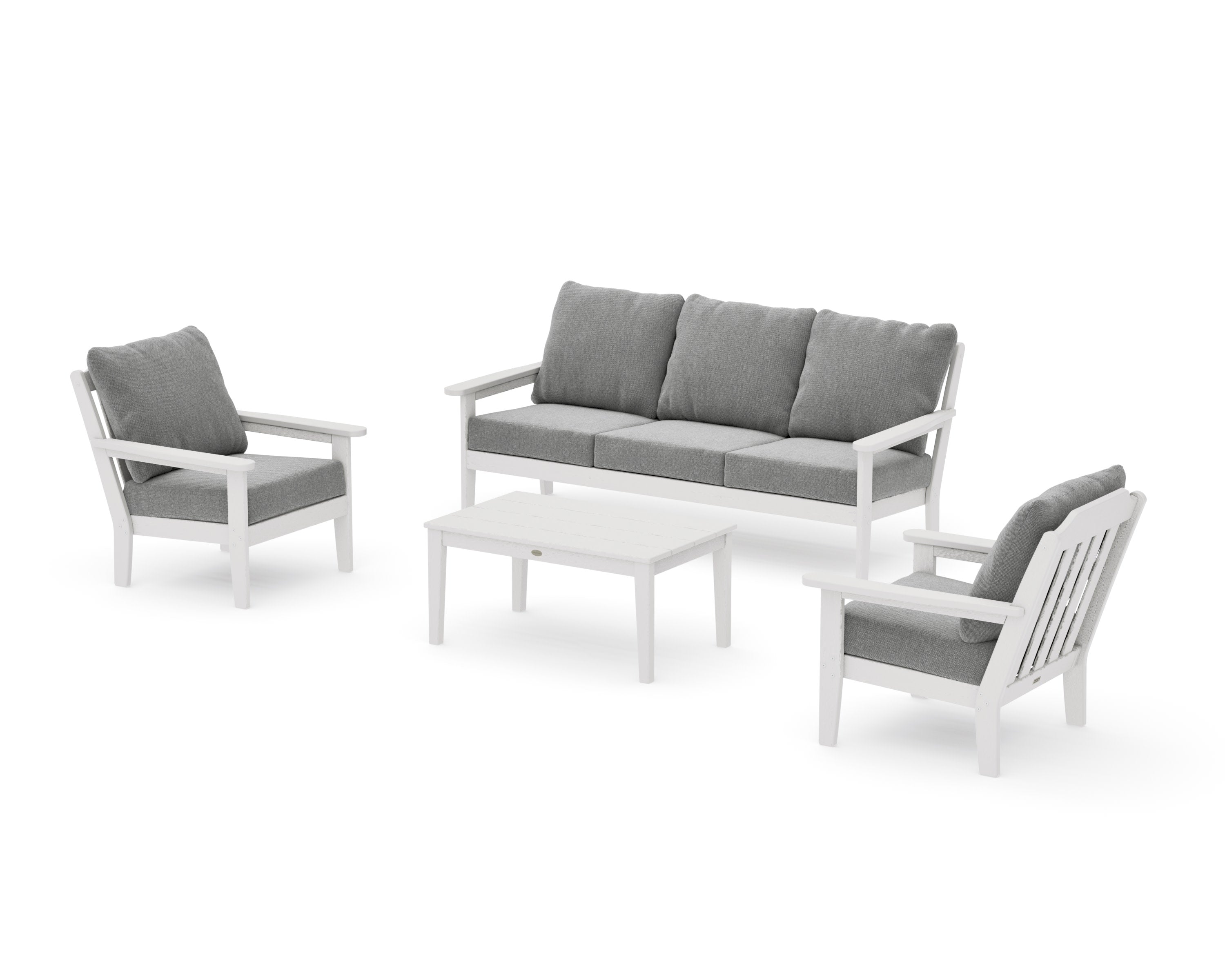 Cottage 4-Piece Deep Seating Set with Sofa in Vintage White / Grey Mist