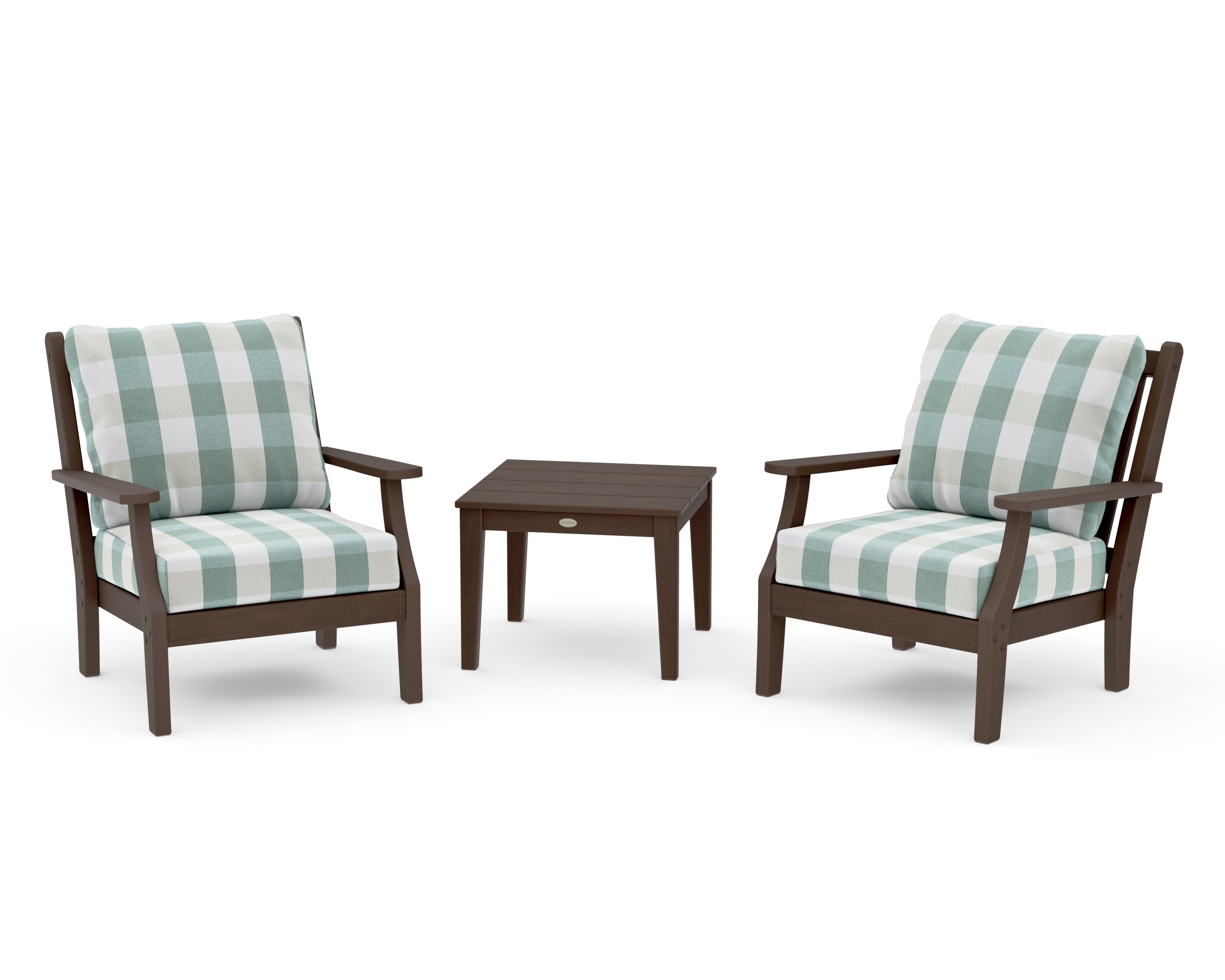 Wovendale 3-Piece Deep Seating Set in Kona / Buffalo Plaid Glacier Spa