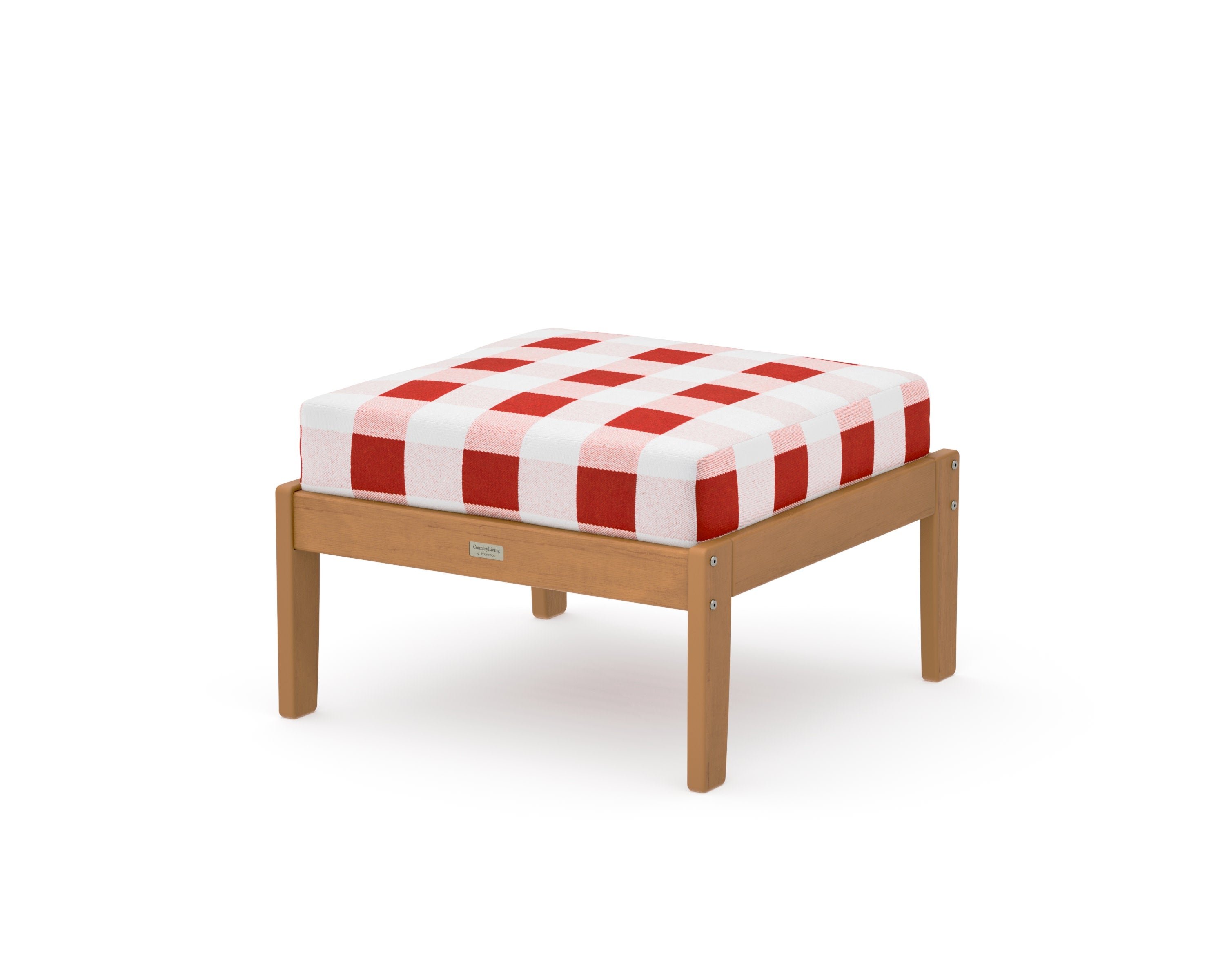 Cottage Deep Seating Ottoman in Natural / Buffalo Plaid Crimson