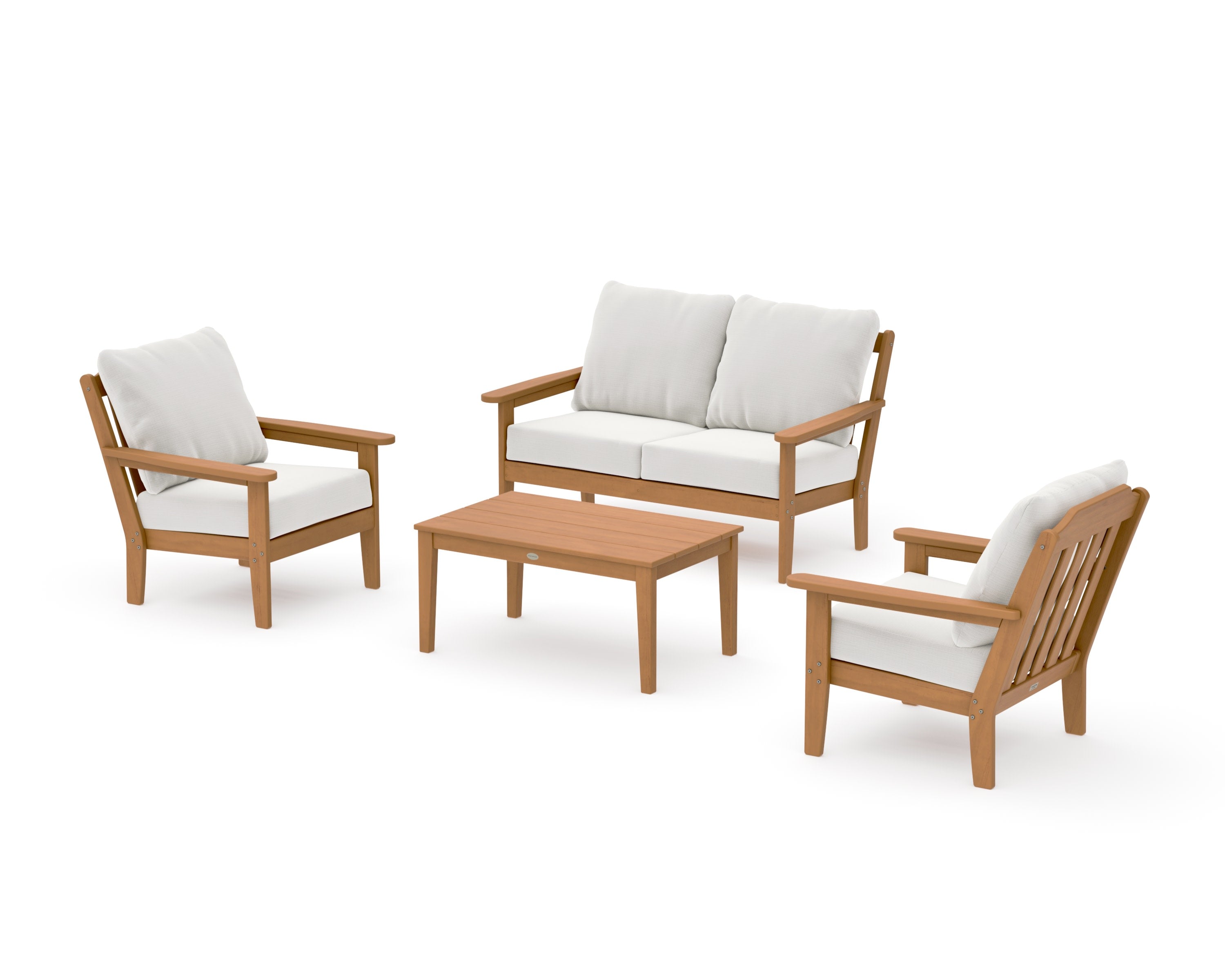 Cottage 4-Piece Deep Seating Set with Loveseat in Natural / Natural Linen