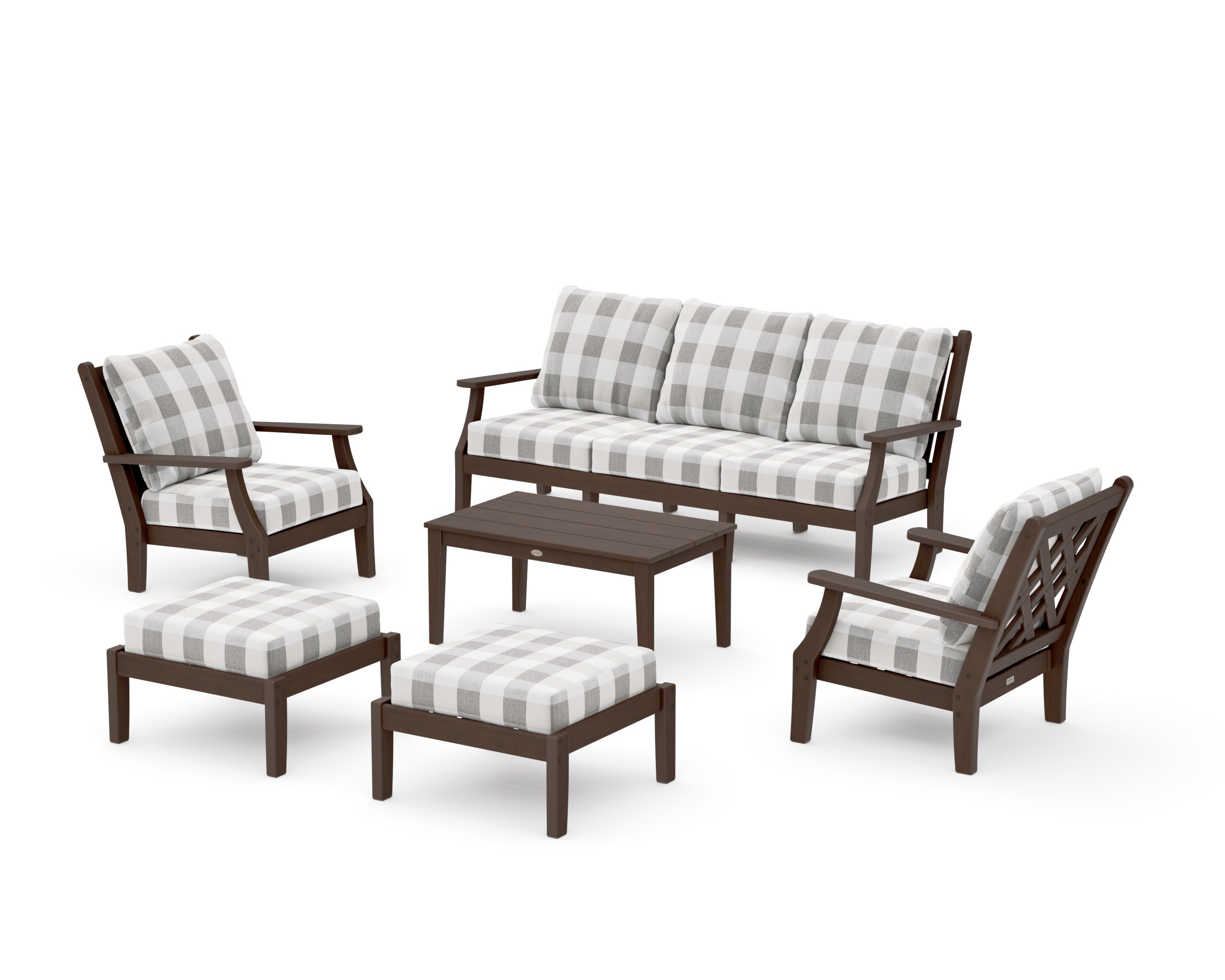 Wovendale 6-Piece Lounge Sofa Set in Kona / Buffalo Plaid Grey Mist