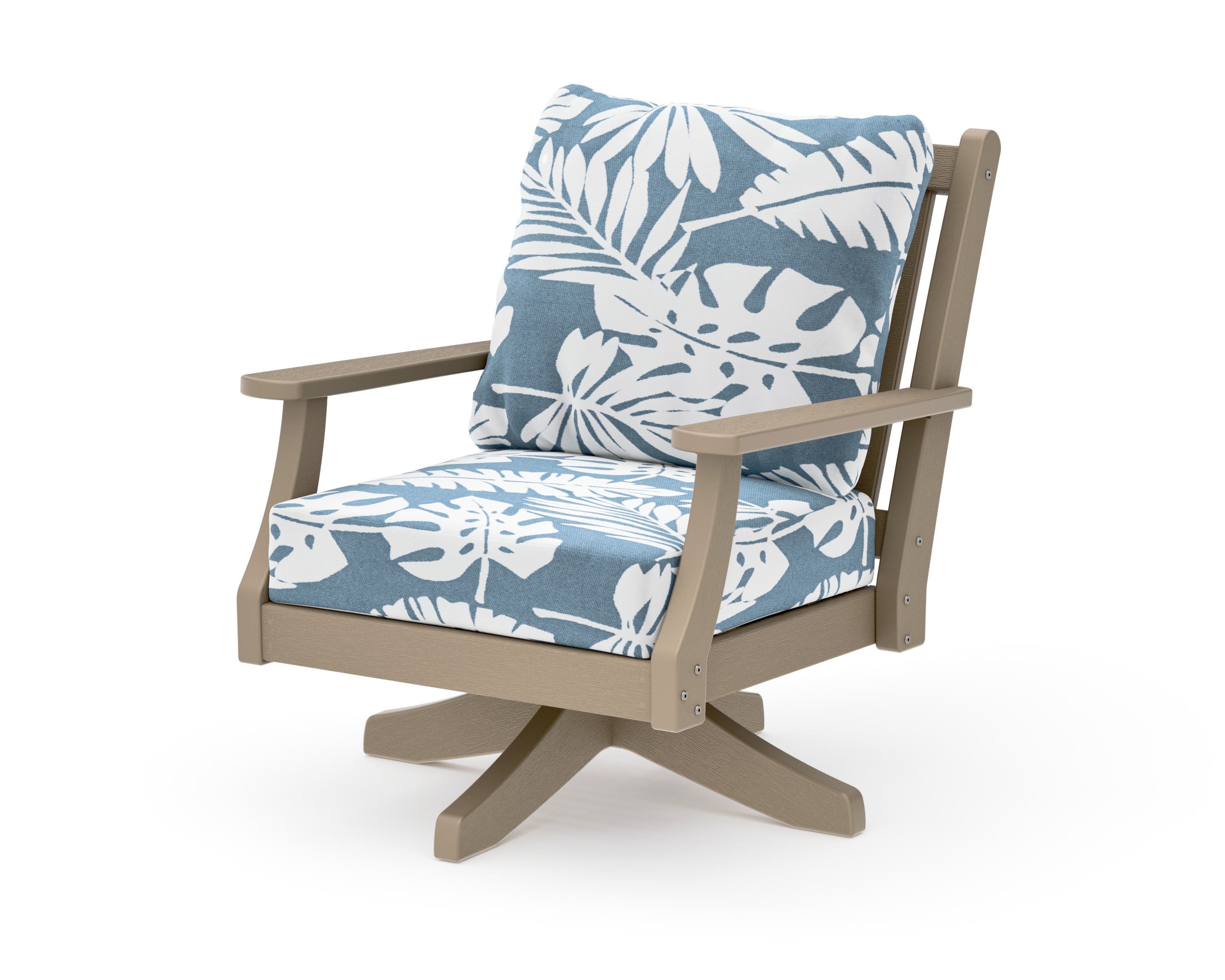 Wovendale Deep Seating Swivel Chair in Vintage Sahara / Leaf Sky Blue