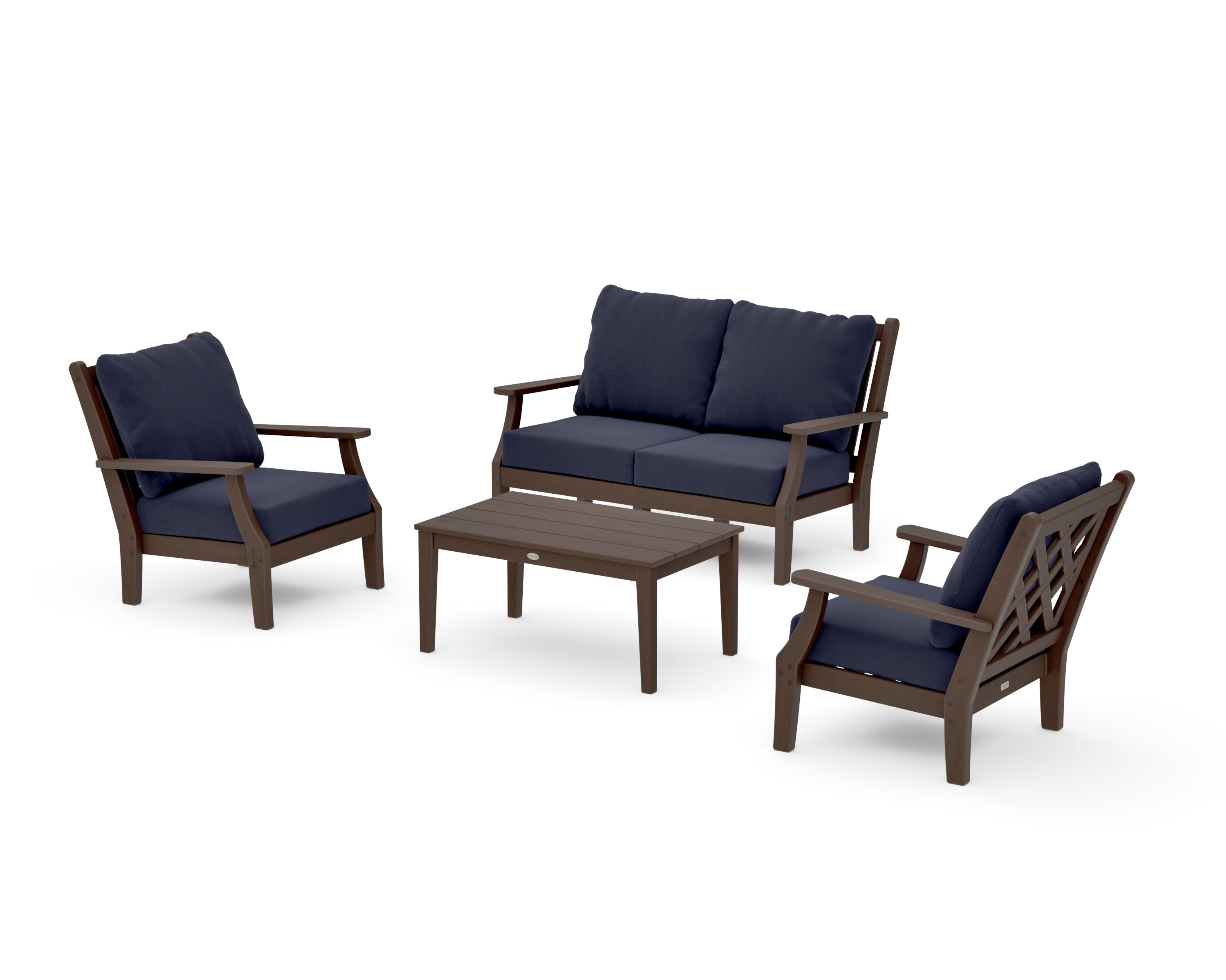 Wovendale 4-Piece Deep Seating Set with Loveseat in Kona / Navy Linen