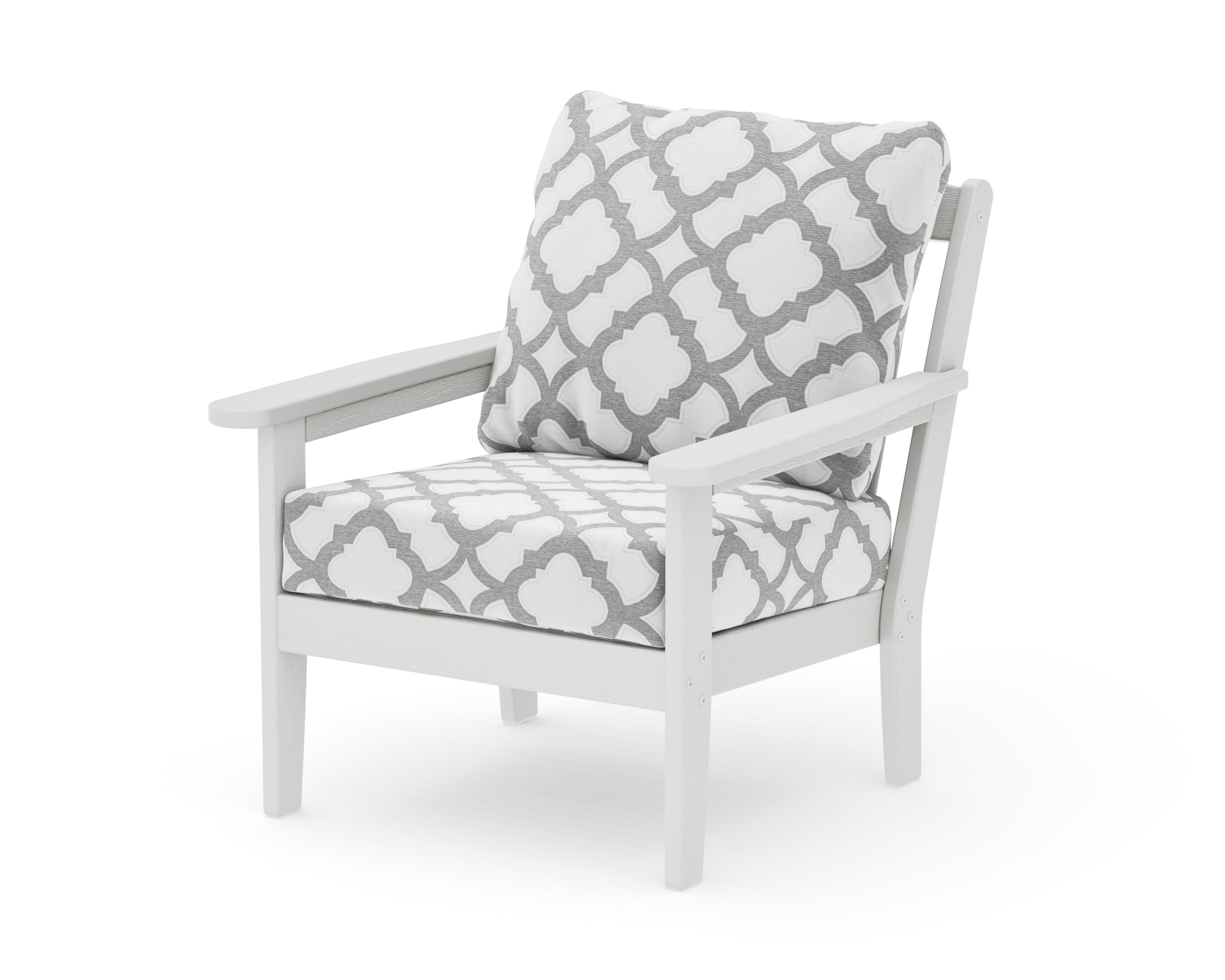 Cottage Deep Seating Chair in Vintage White / Trellis Grey Mist