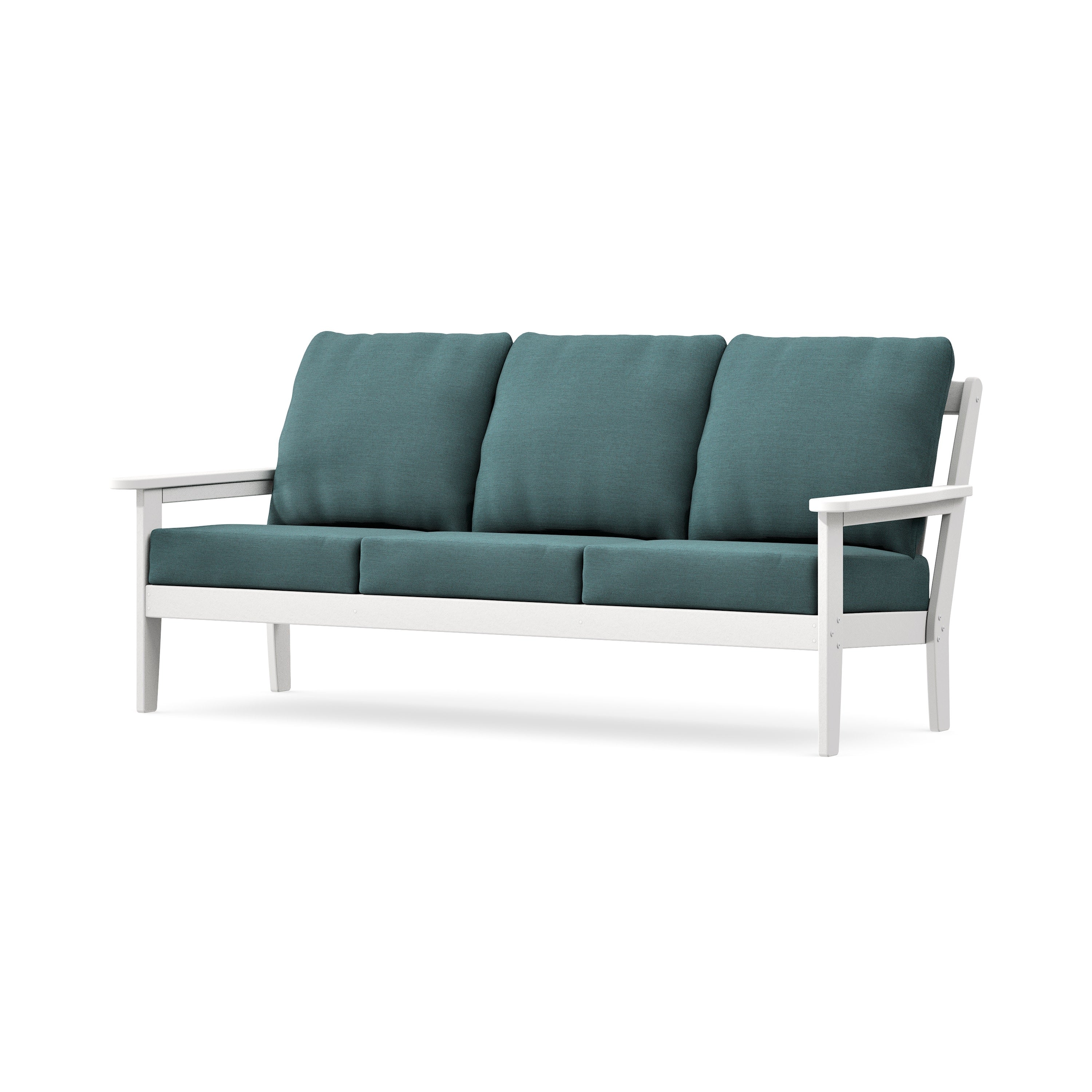 Cottage Deep Seating Sofa in White / Ocean Teal