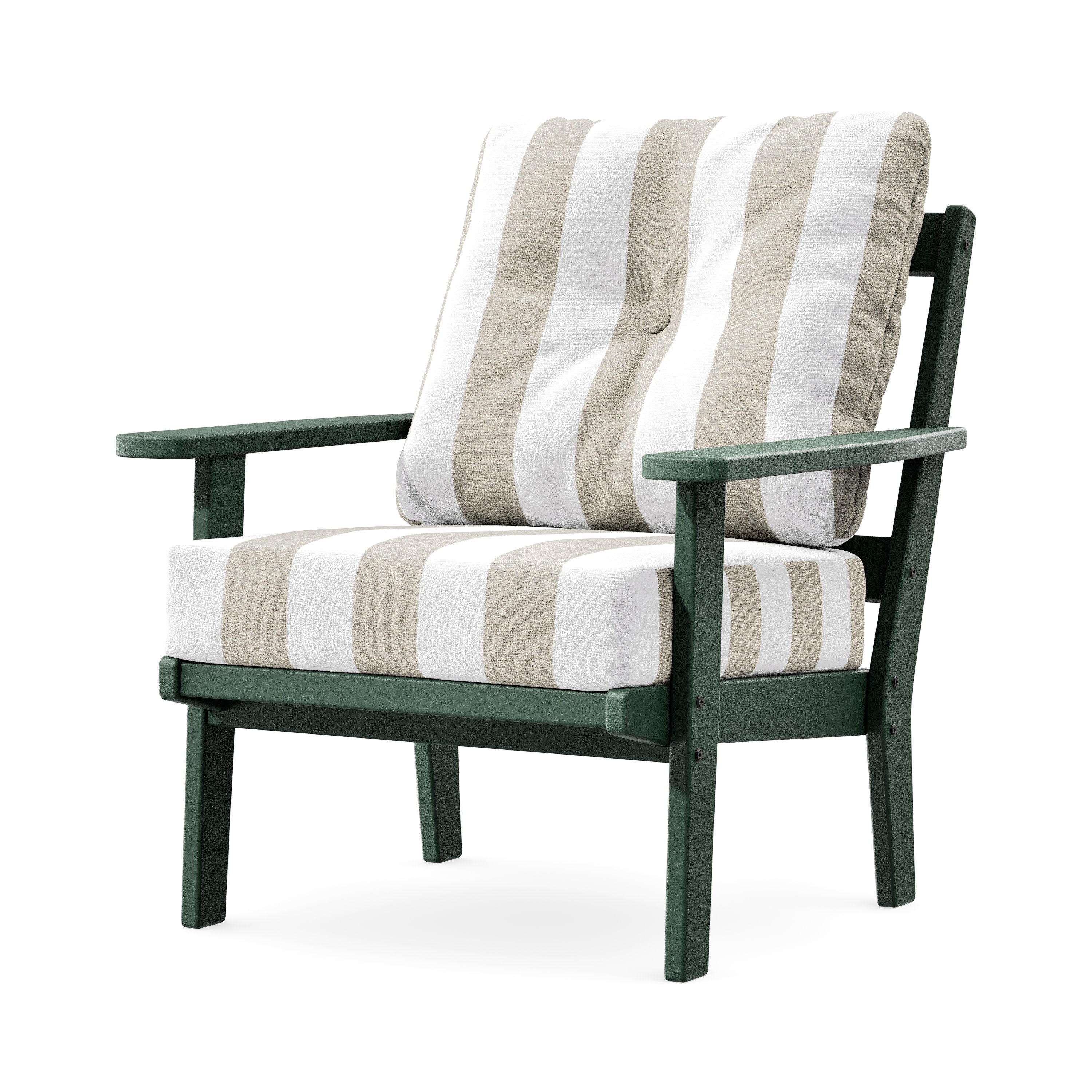 Prairie Deep Seating Chair in Green / Cabana Stripe Dune Burlap