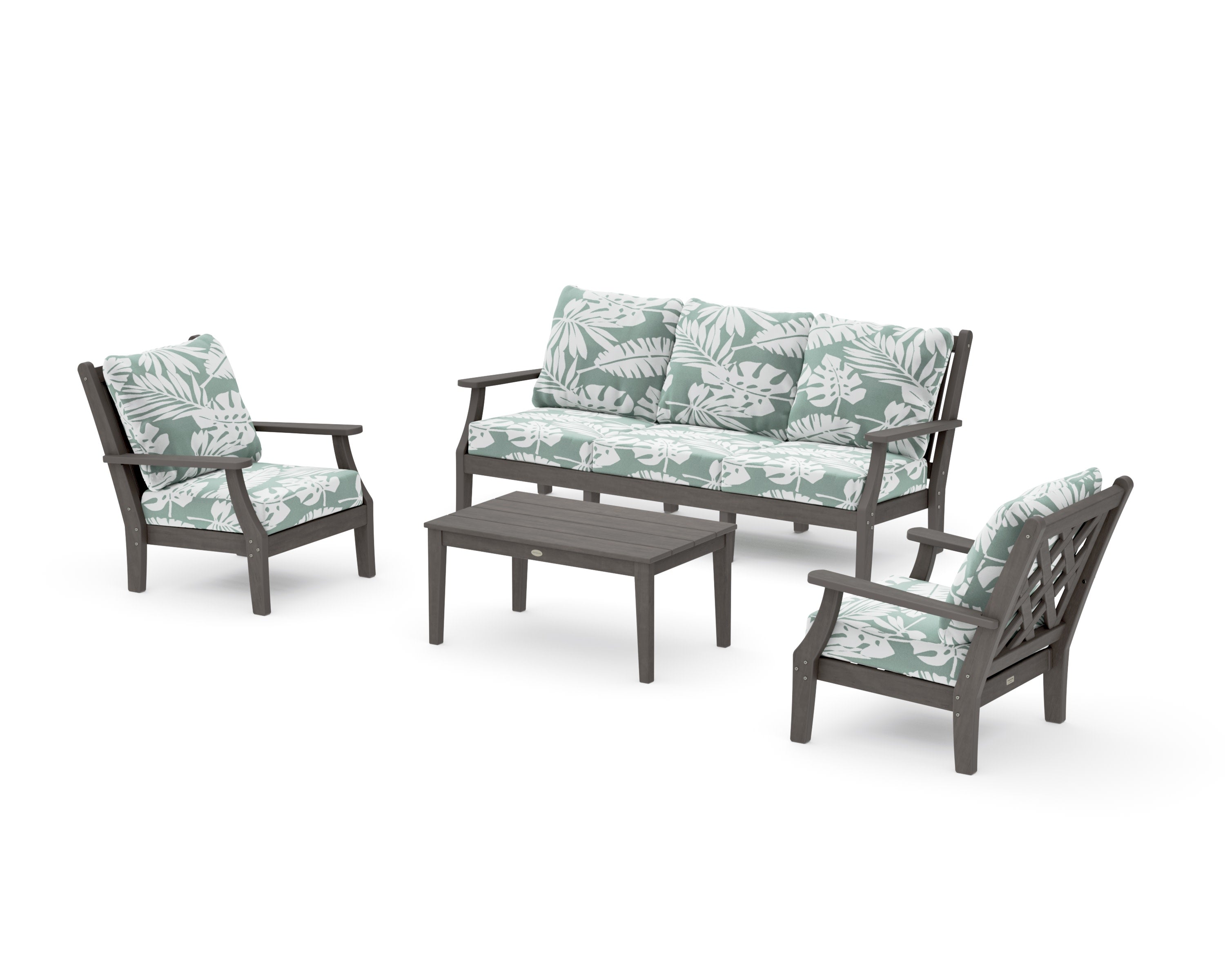 Wovendale 4-Piece Deep Seating Set with Sofa in Driftwood / Leaf Glacier Spa