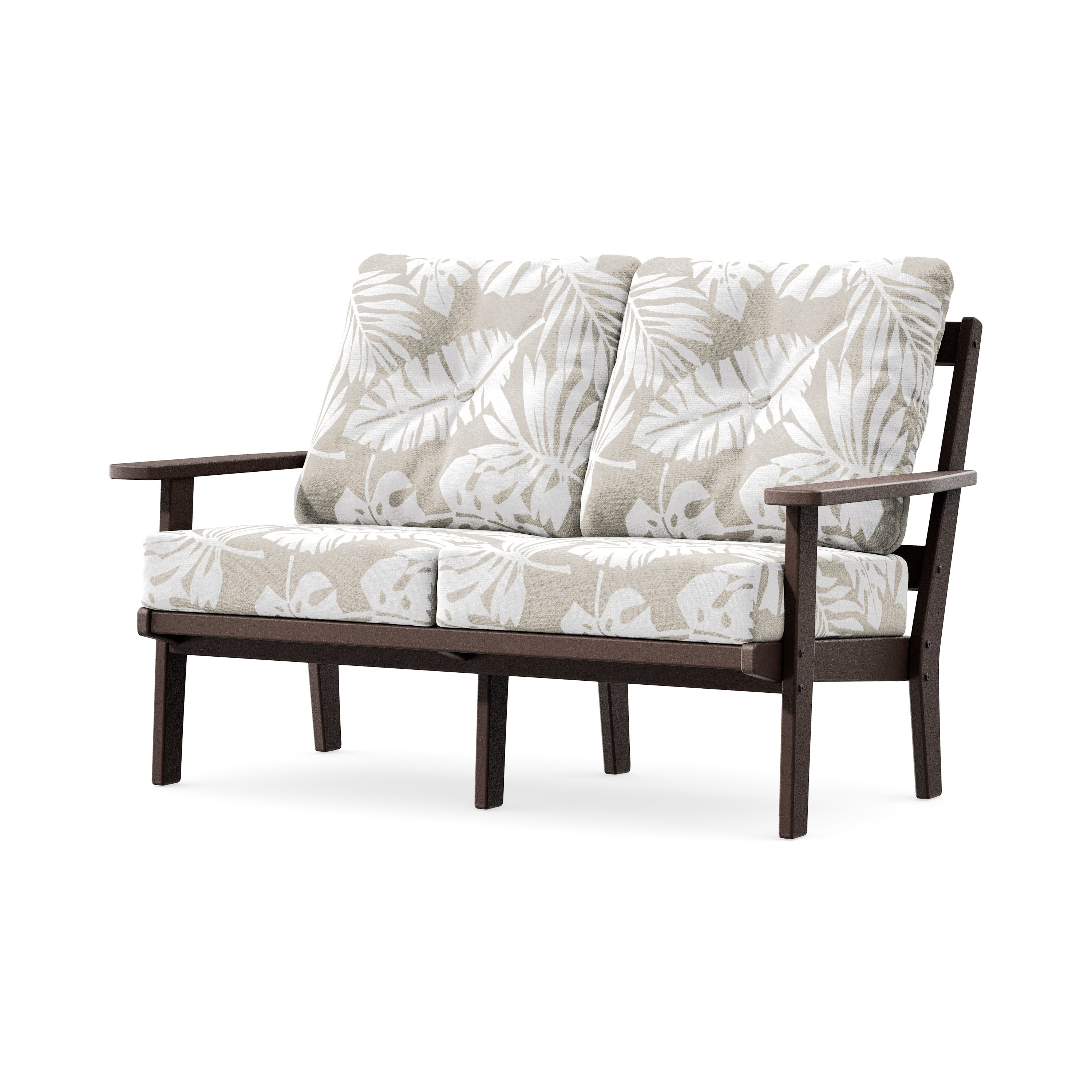 Prairie Deep SeatingLoveseat in Mahogany / Leaf Dune Burlap