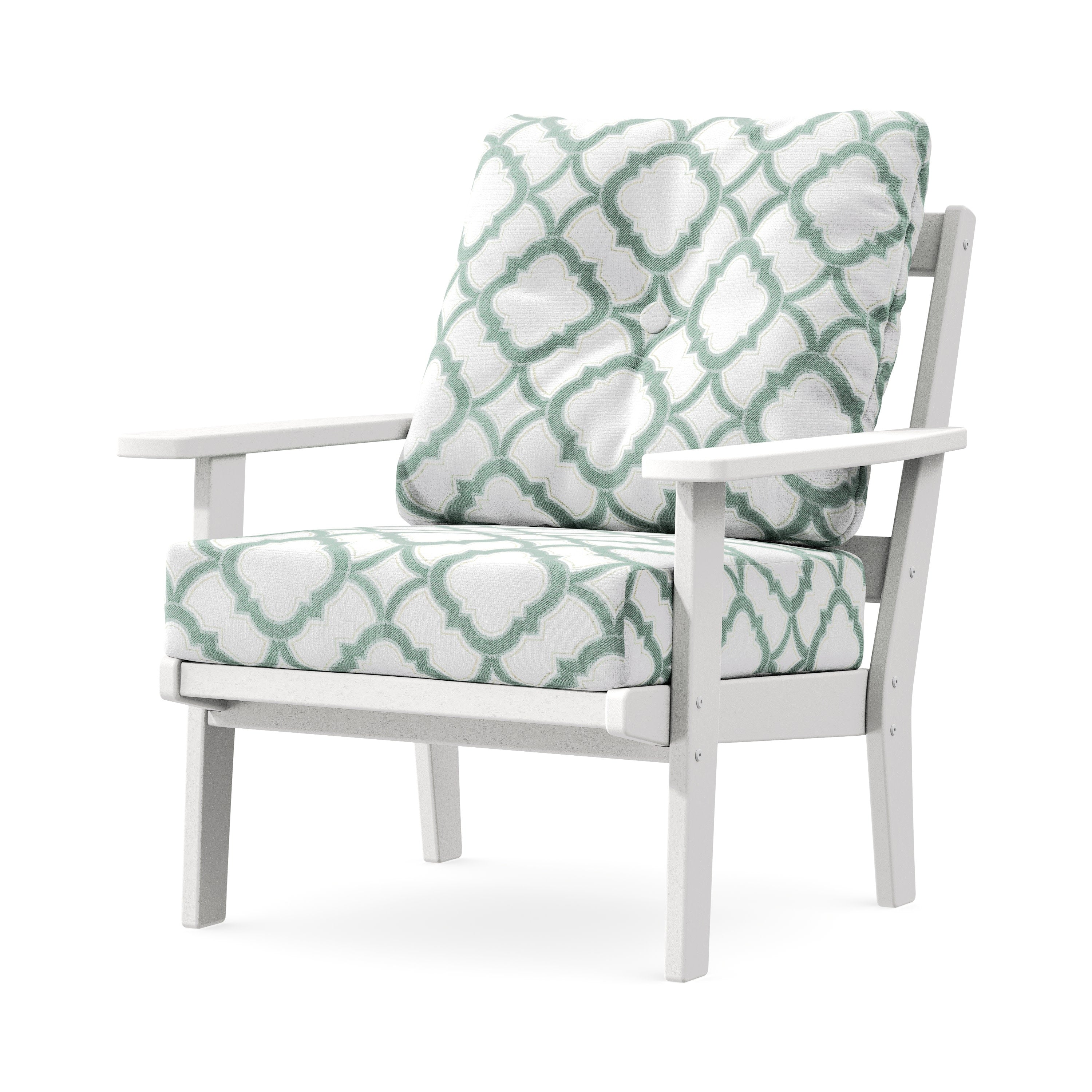 Prairie Deep Seating Chair in White / Trellis Glacier Spa