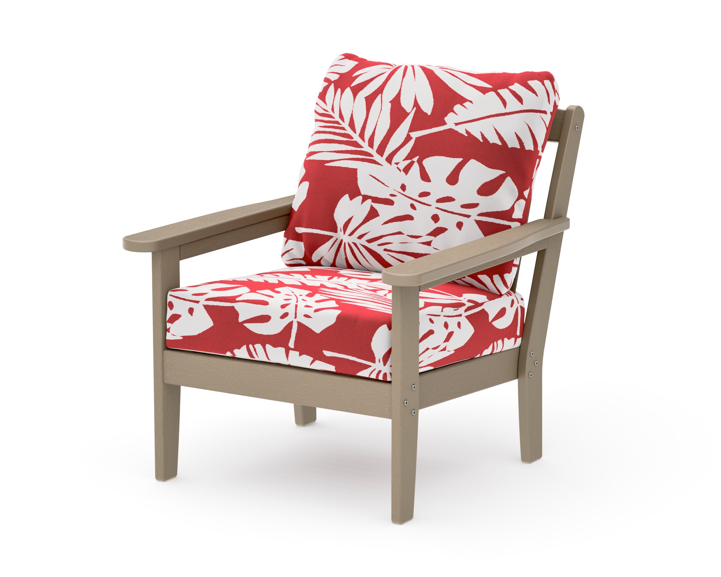Cottage Deep Seating Chair in Vintage Sahara / Leaf Crimson