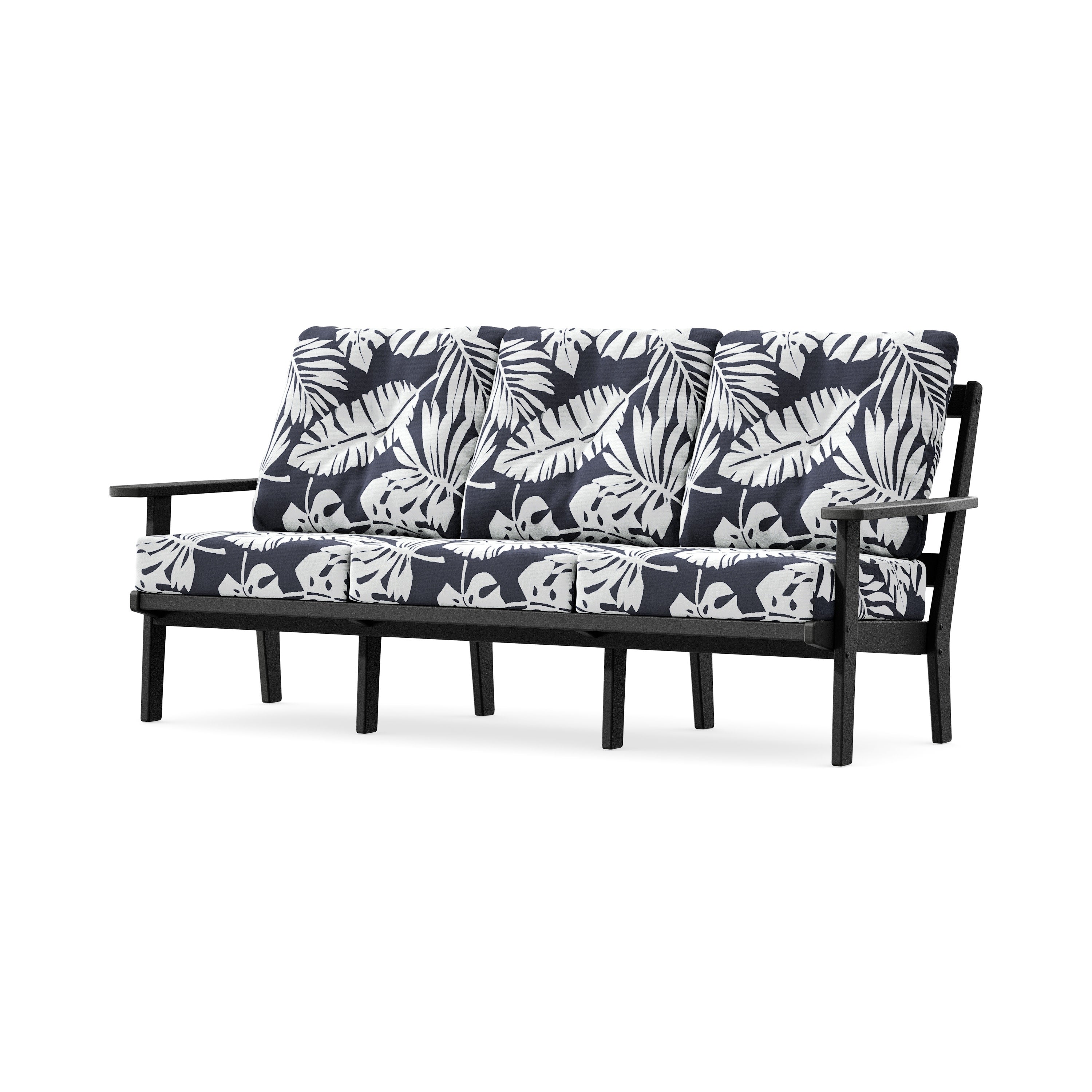PrairieDeep Seating Sofa in Black / Leaf Navy