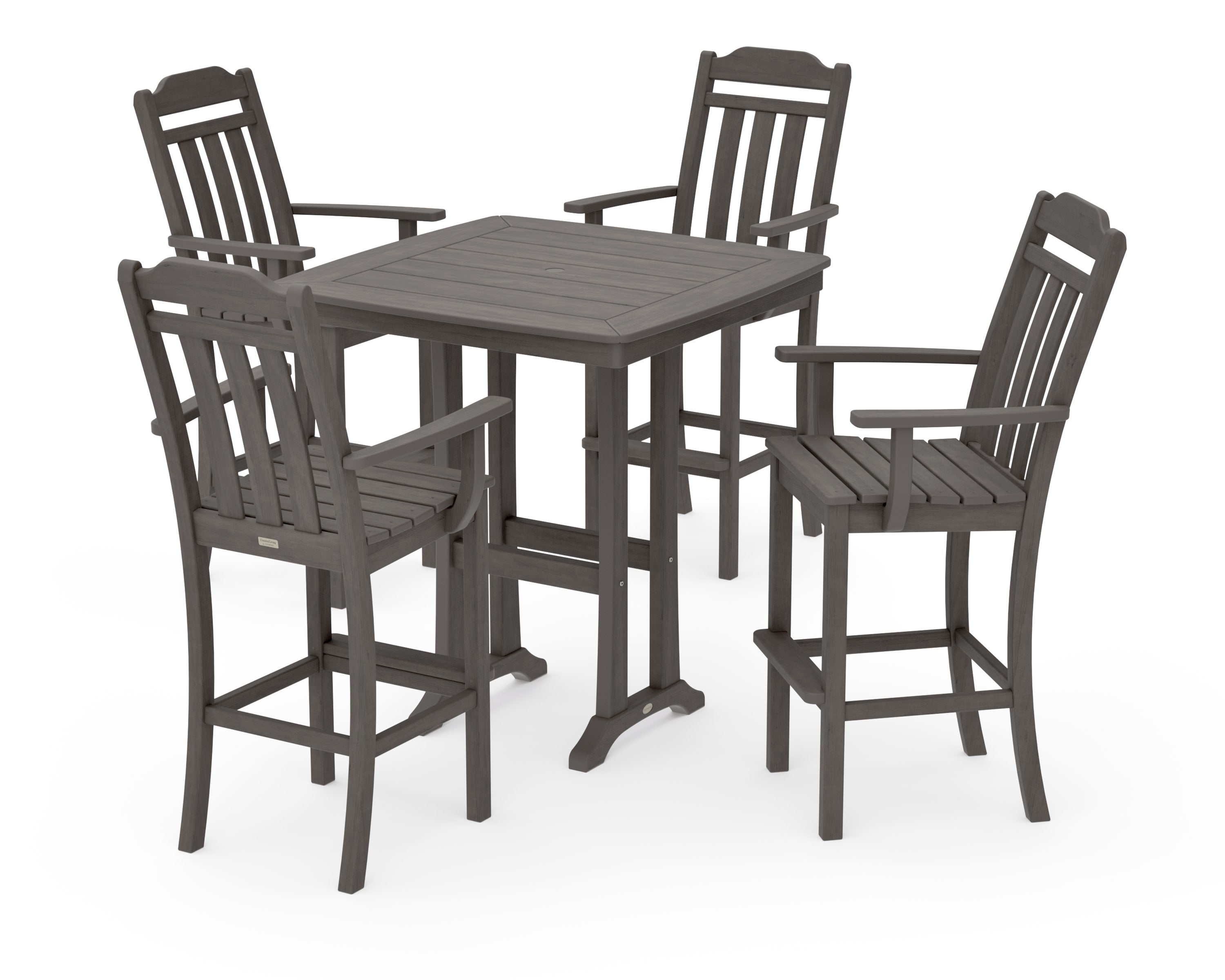 Cottage 5-Piece Bar Set with Trestle Legs in Driftwood