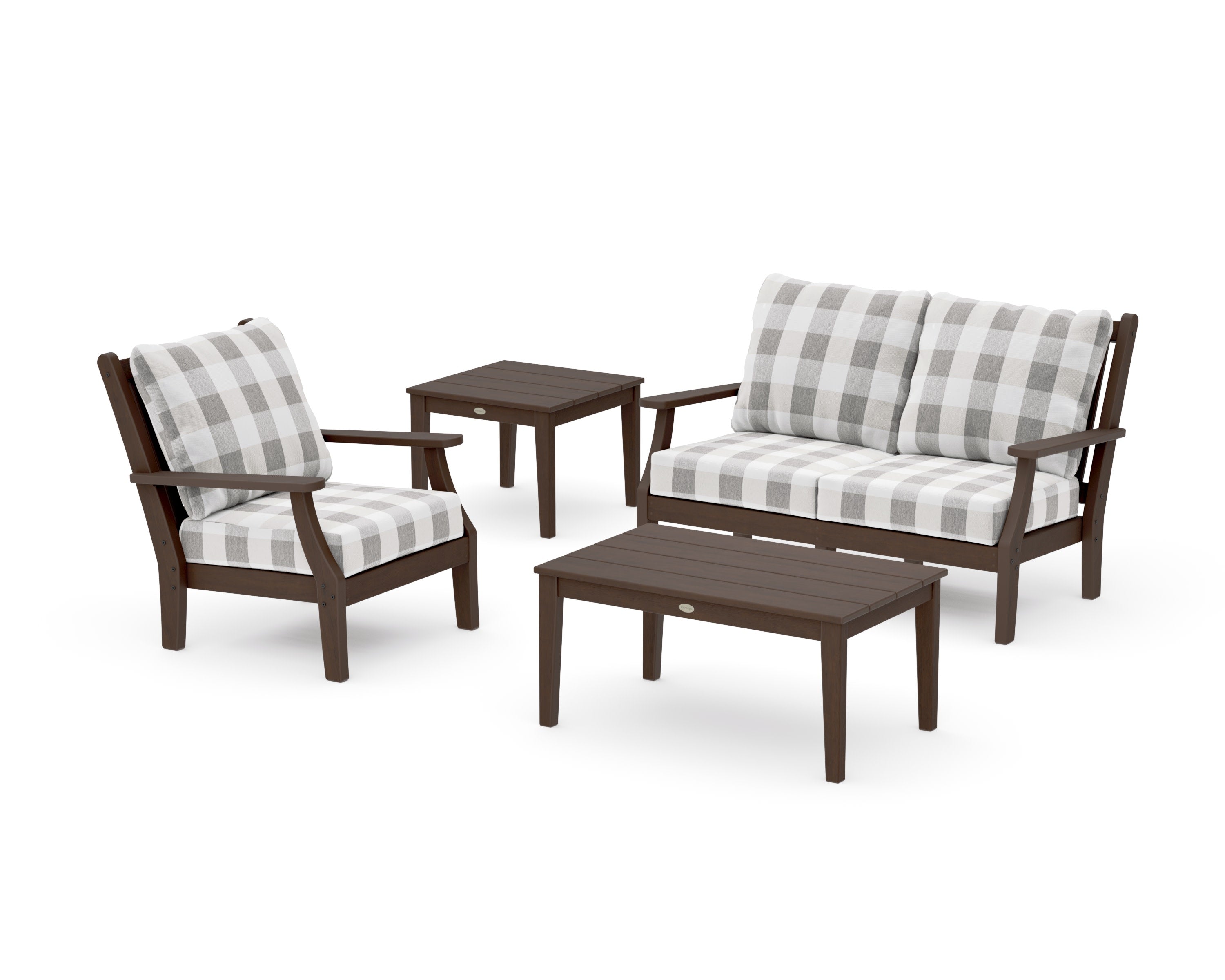 Wovendale 4-Piece Deep Seating Set in Kona / Buffalo Plaid Grey Mist