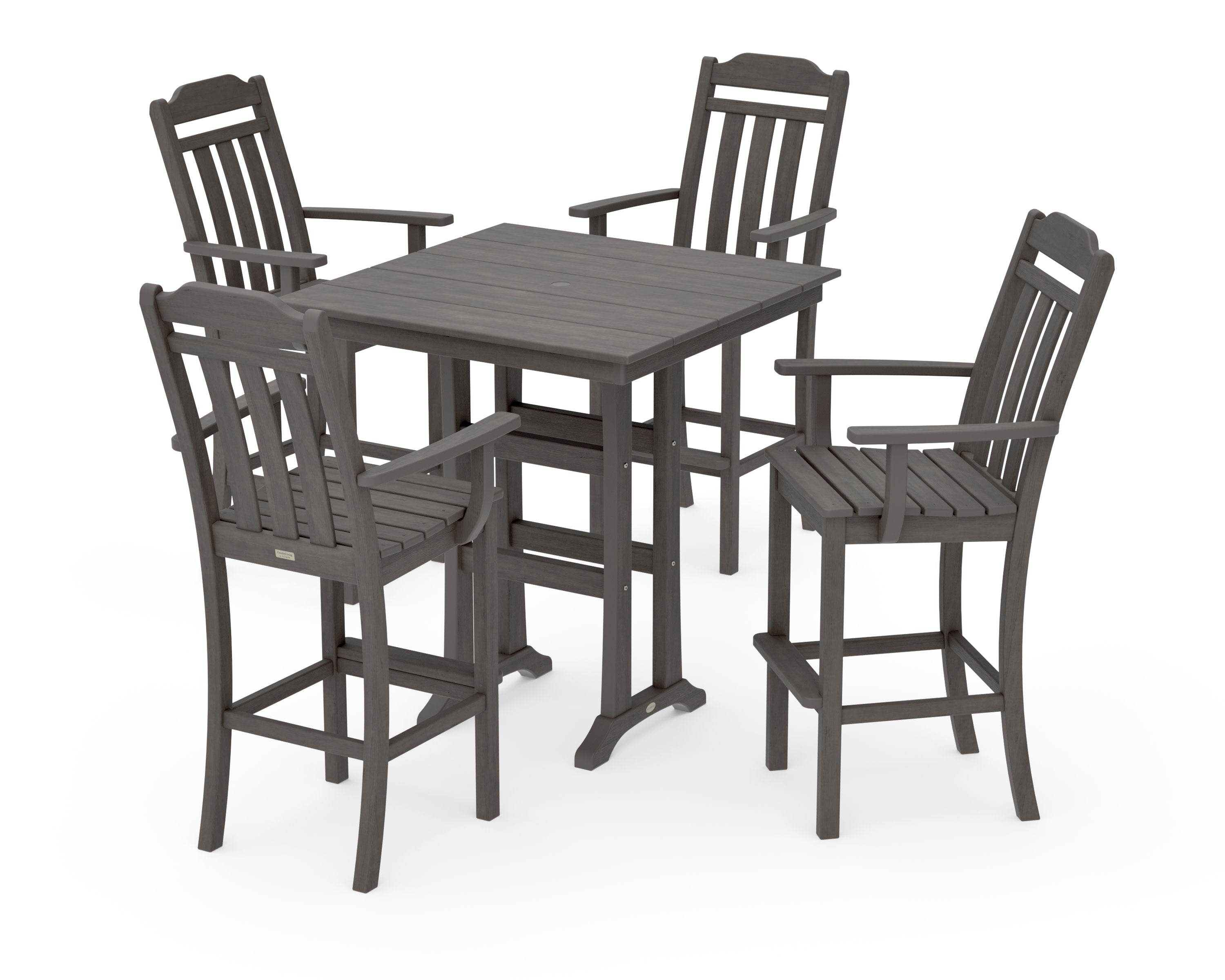 Cottage 5-Piece Farmhouse Bar Set with Trestle Legs in Driftwood