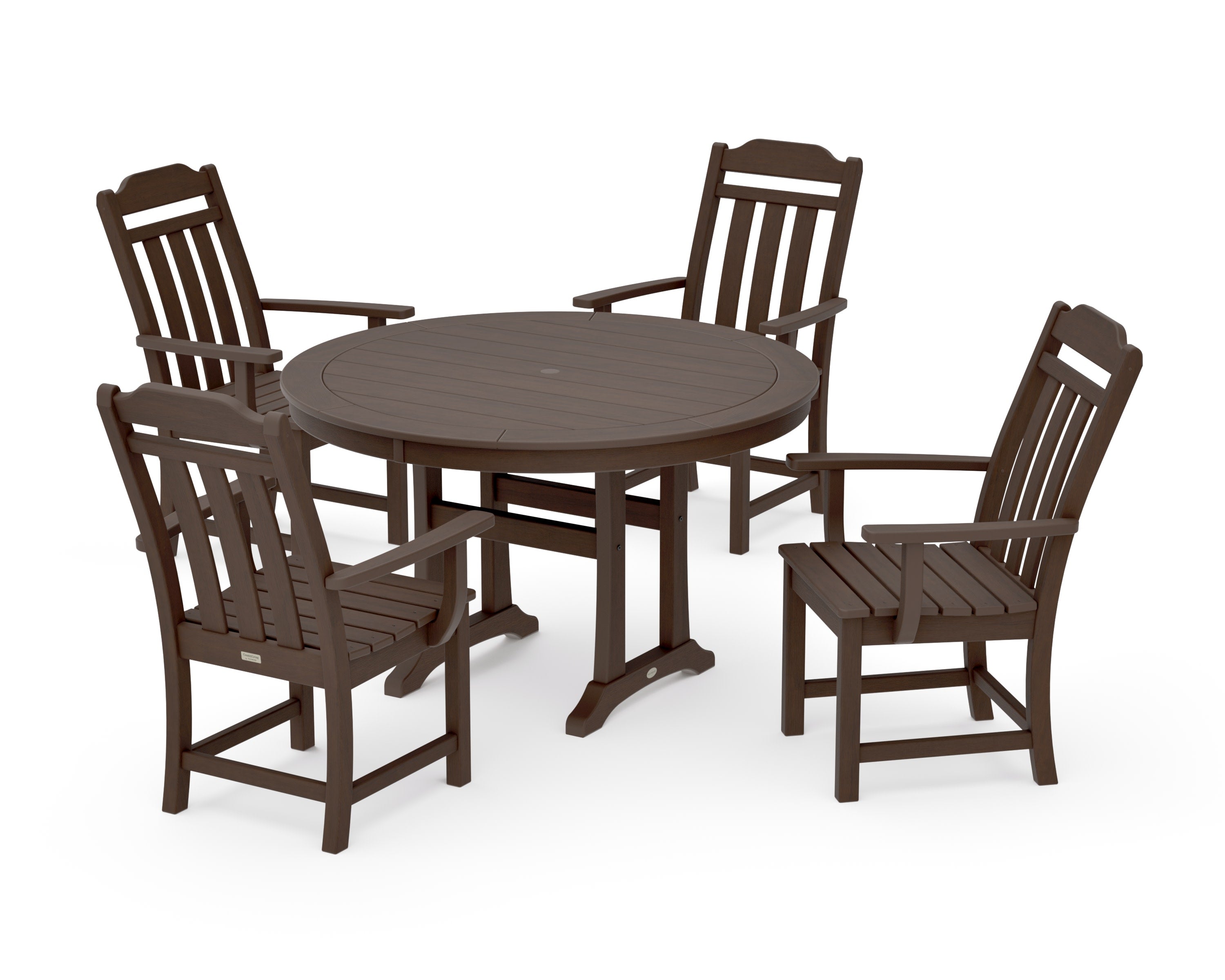 Cottage 5-Piece Round Dining Set with Trestle Legs in Kona