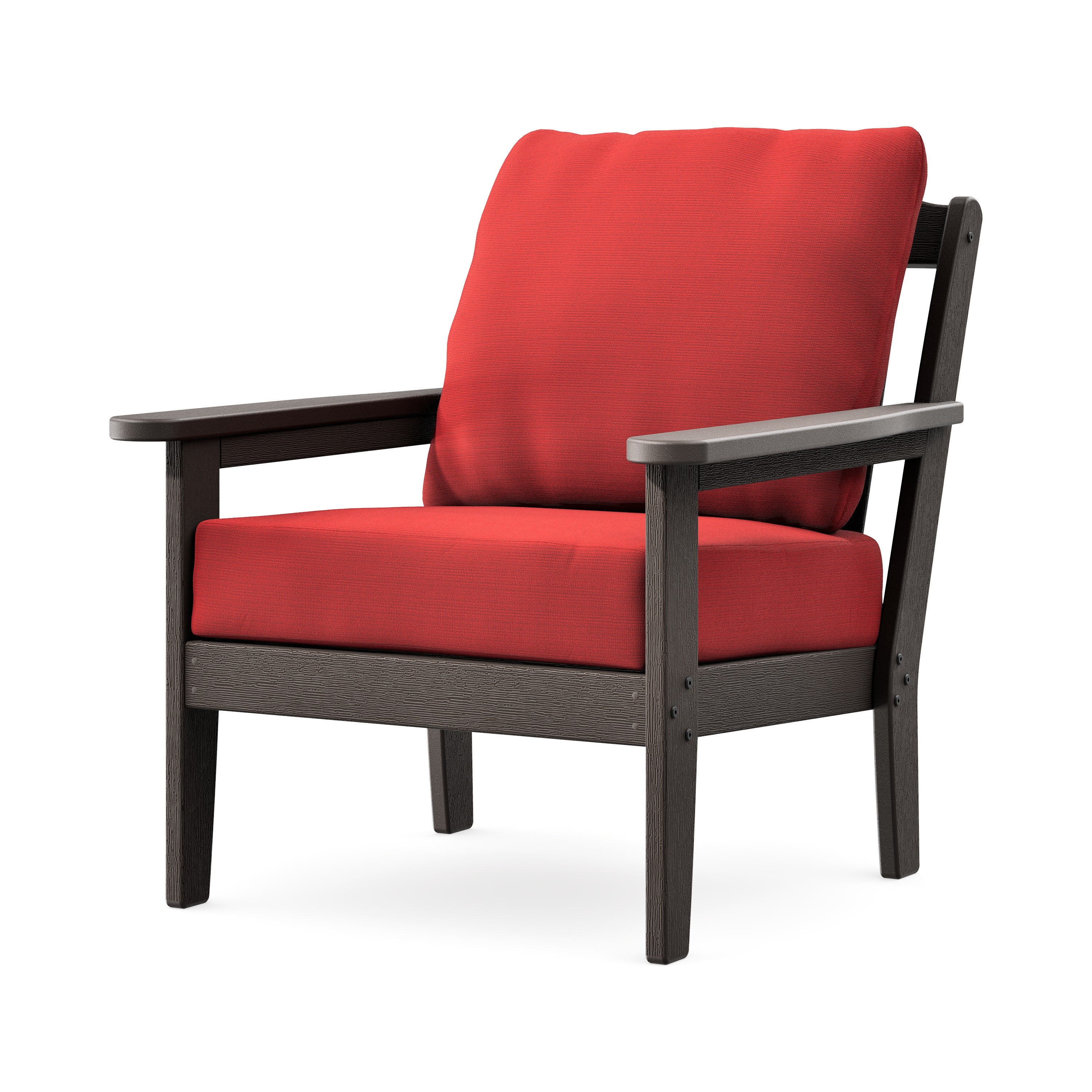 Cottage Deep Seating Chair in Vintage Coffee / Crimson Linen