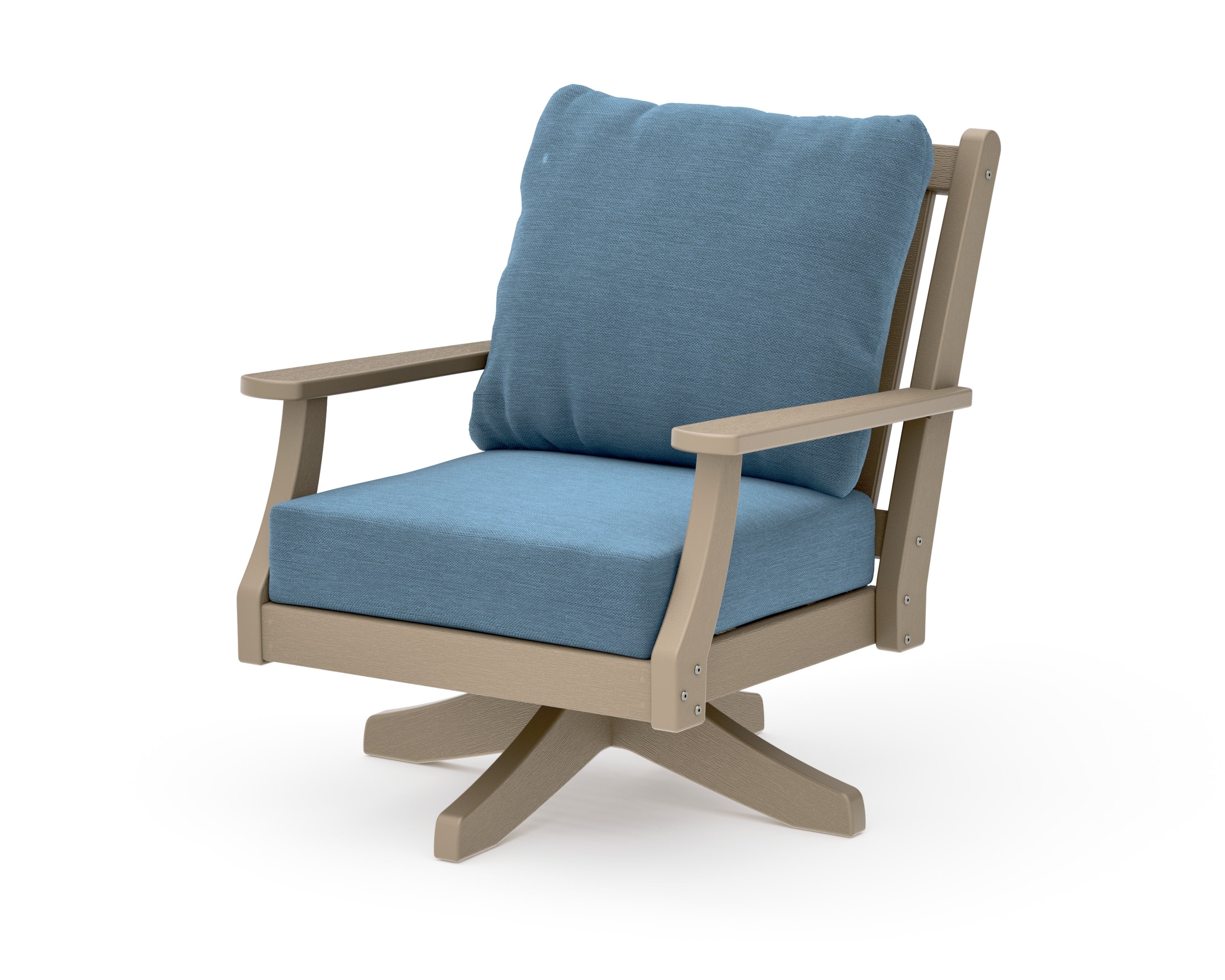 Wovendale Deep Seating Swivel Chair in Vintage Sahara / Sky Blue