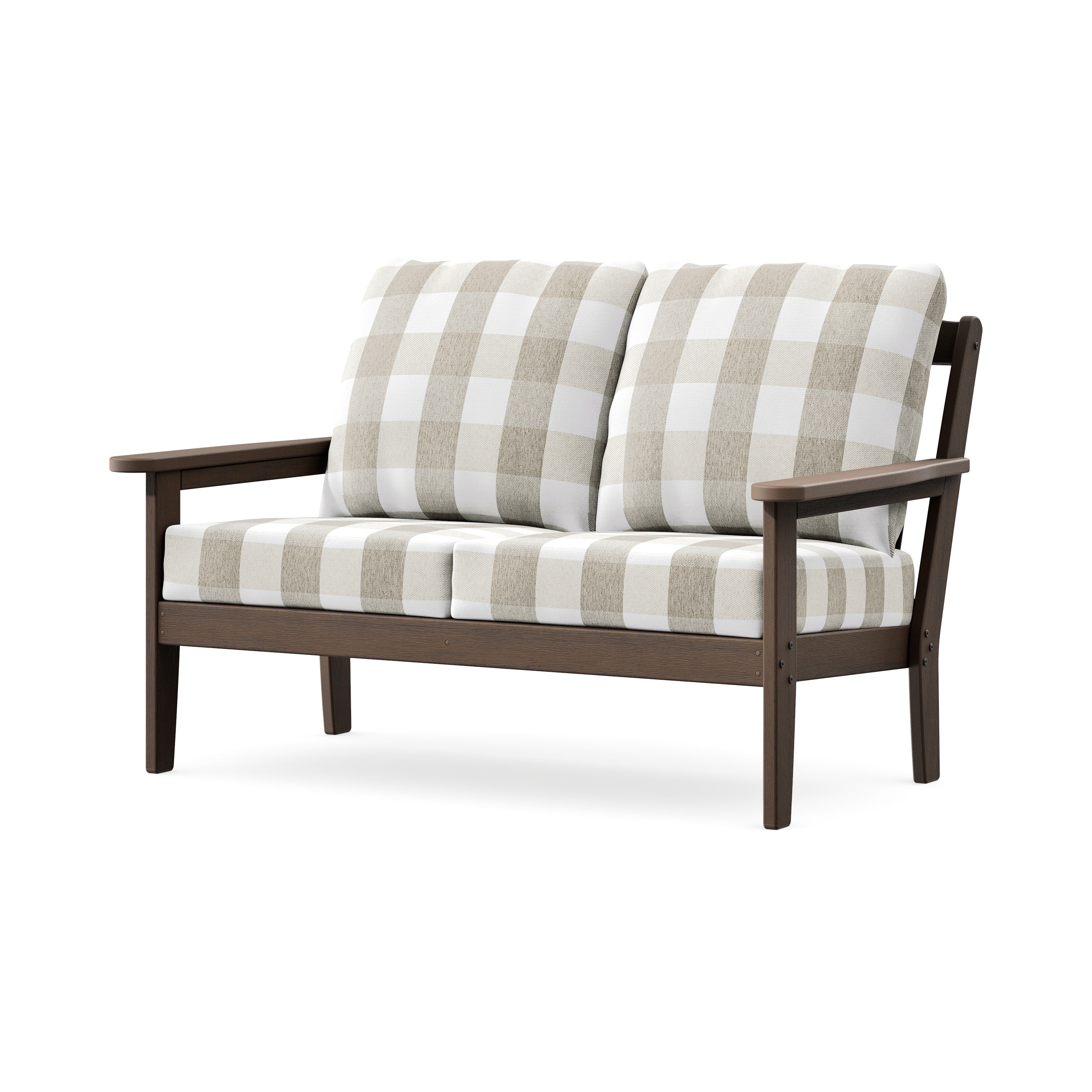 Cottage Deep Seating Loveseat in Kona / Buffalo Plaid Dune Burlap