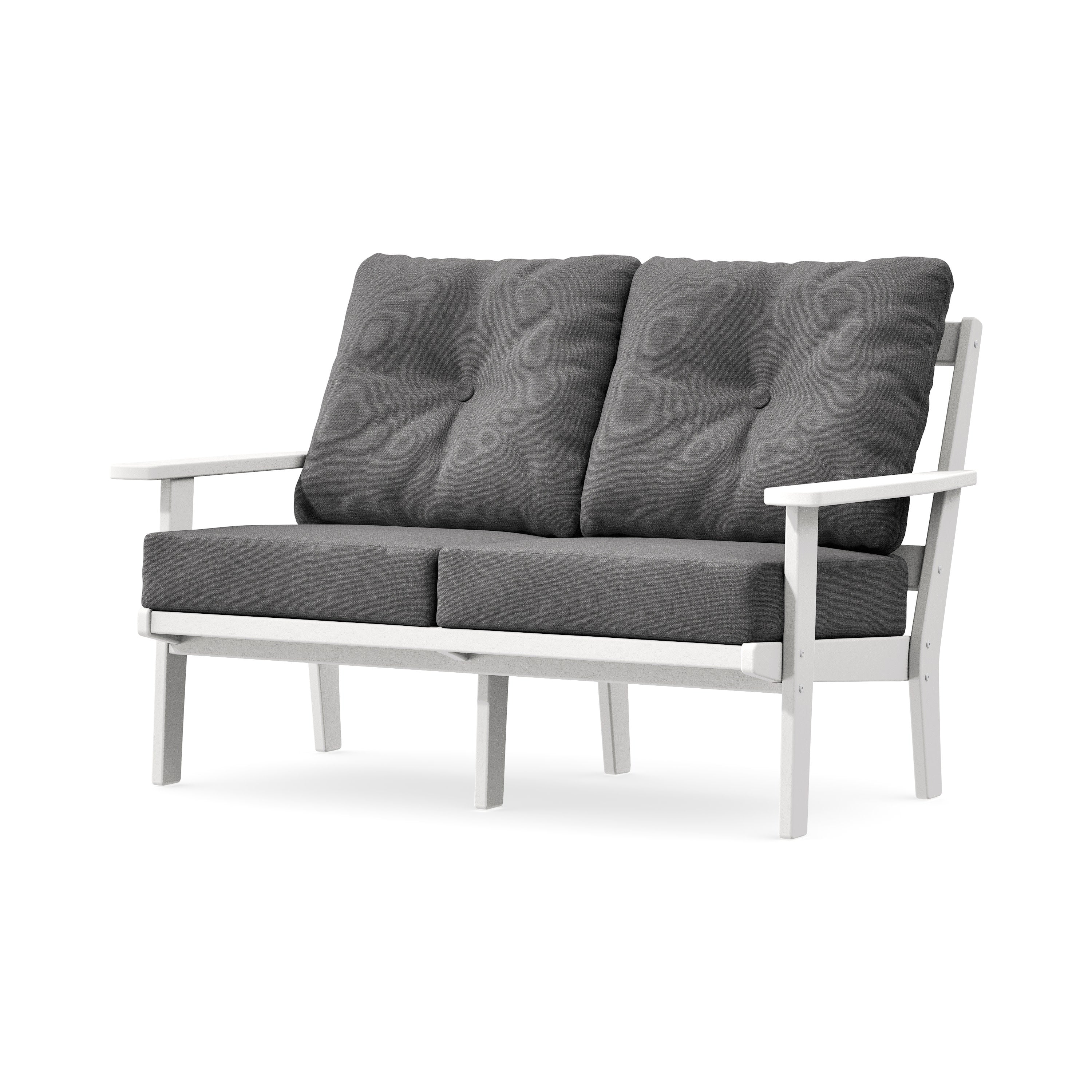 Prairie Deep SeatingLoveseat in White / Ash Charcoal