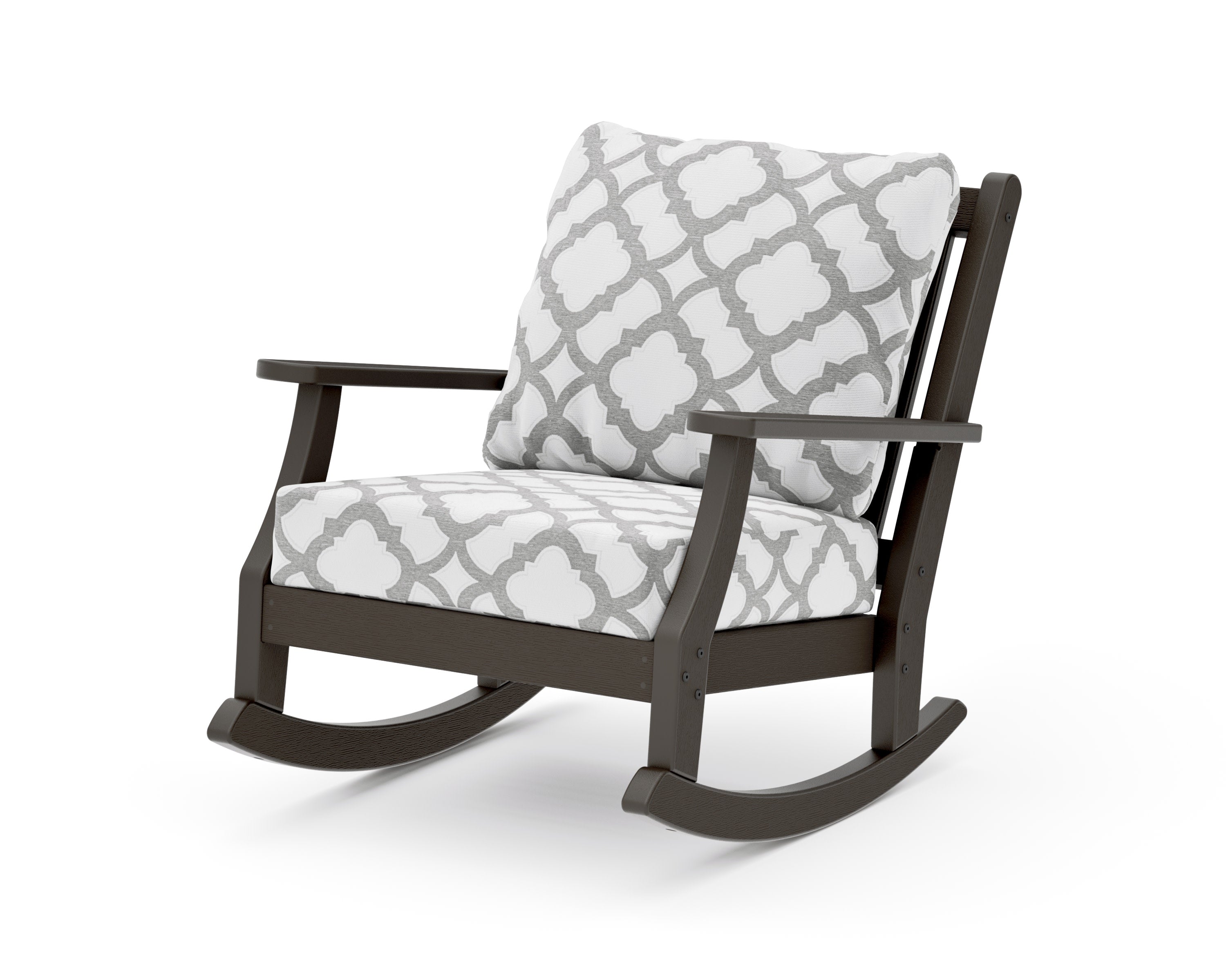 Wovendale Deep Seating Rocking Chair in Vintage Coffee / Trellis Grey Mist