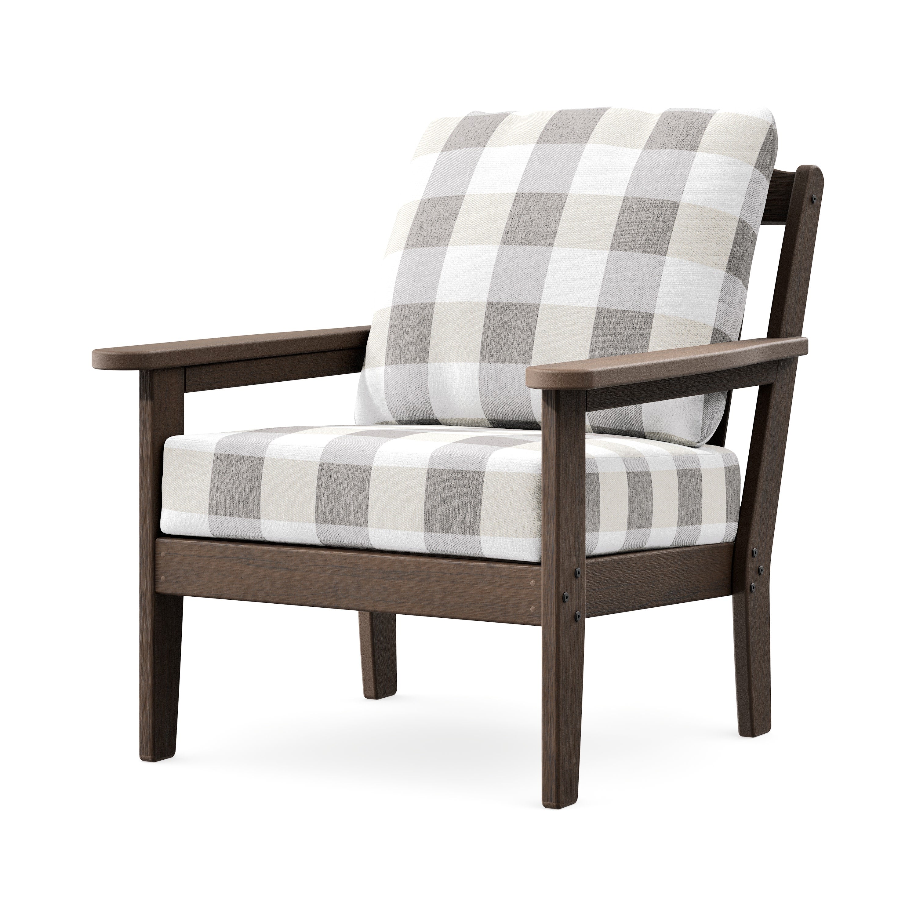 Cottage Deep Seating Chair in Kona / Buffalo Plaid Grey Mist
