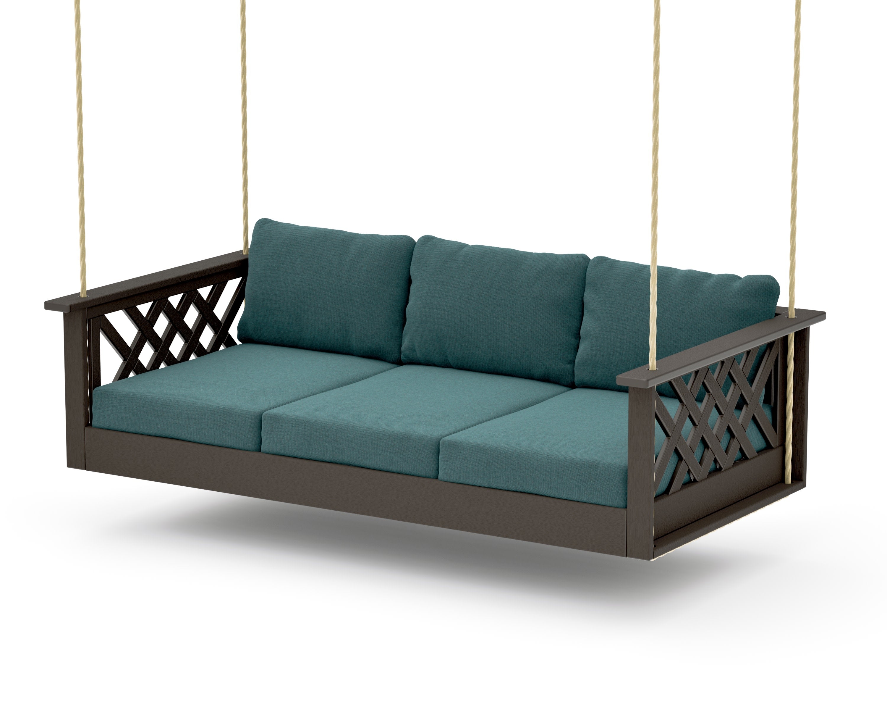 Wovendale Daybed Swing in Vintage Coffee / Ocean Teal