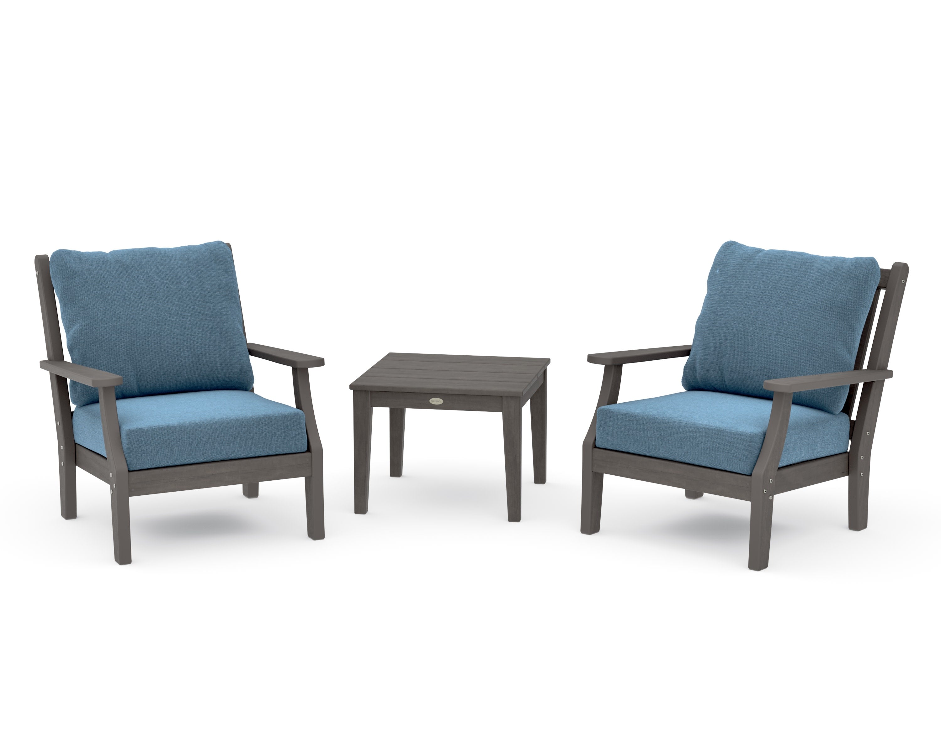 Wovendale 3-Piece Deep Seating Set in Driftwood / Sky Blue