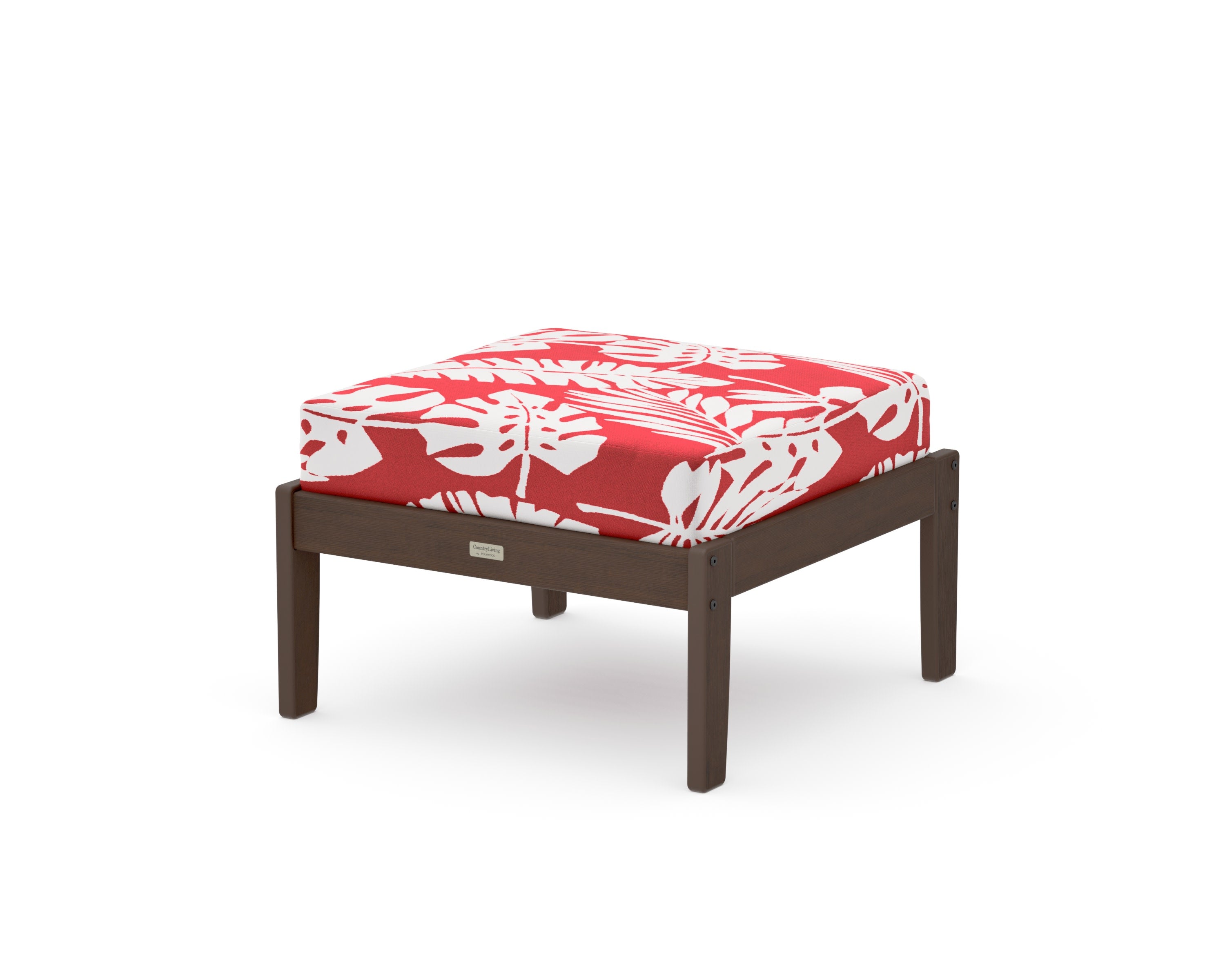 Cottage Deep Seating Ottoman in Kona / Leaf Crimson