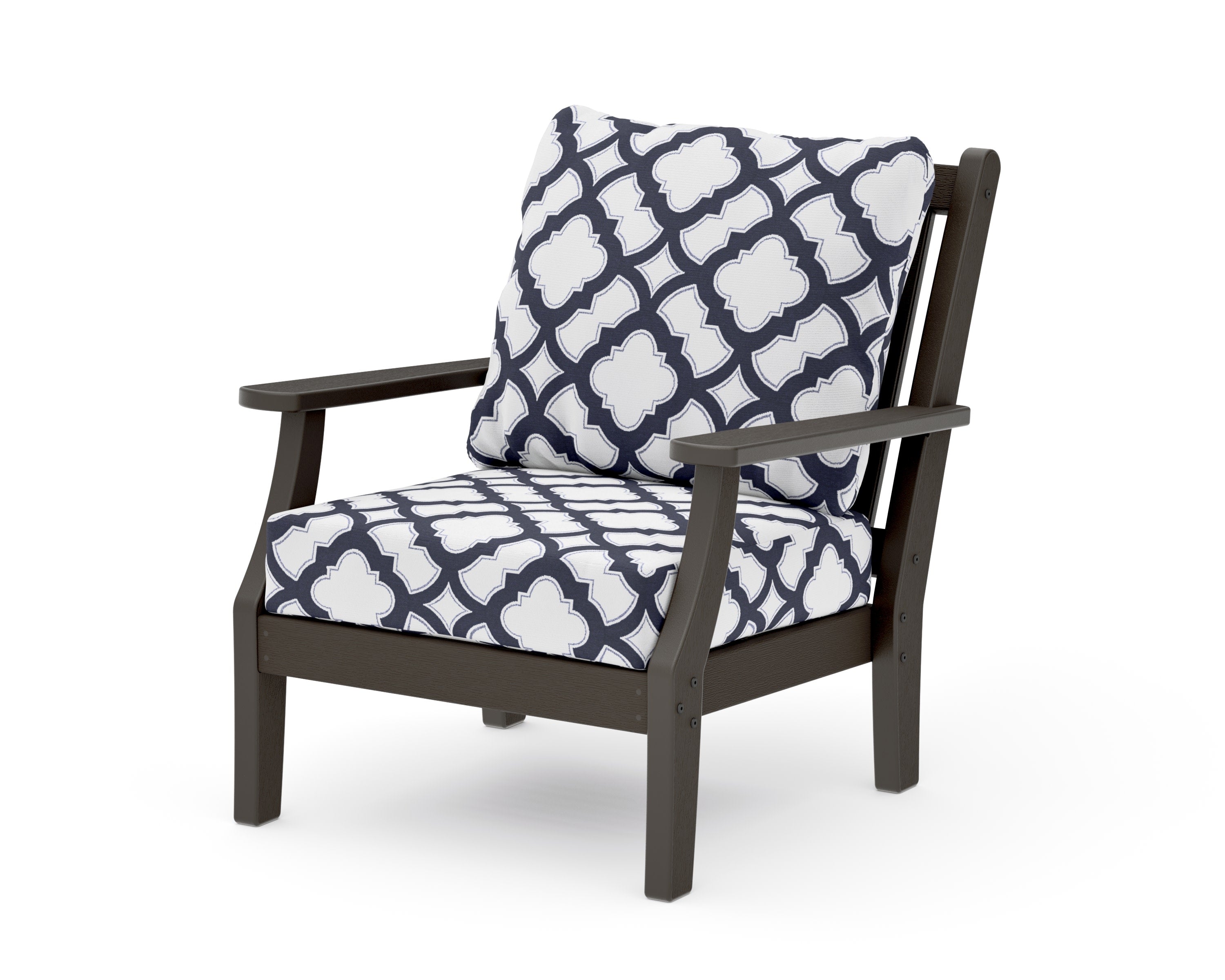 Wovendale Deep Seating Chair in Vintage Coffee / Trellis Navy