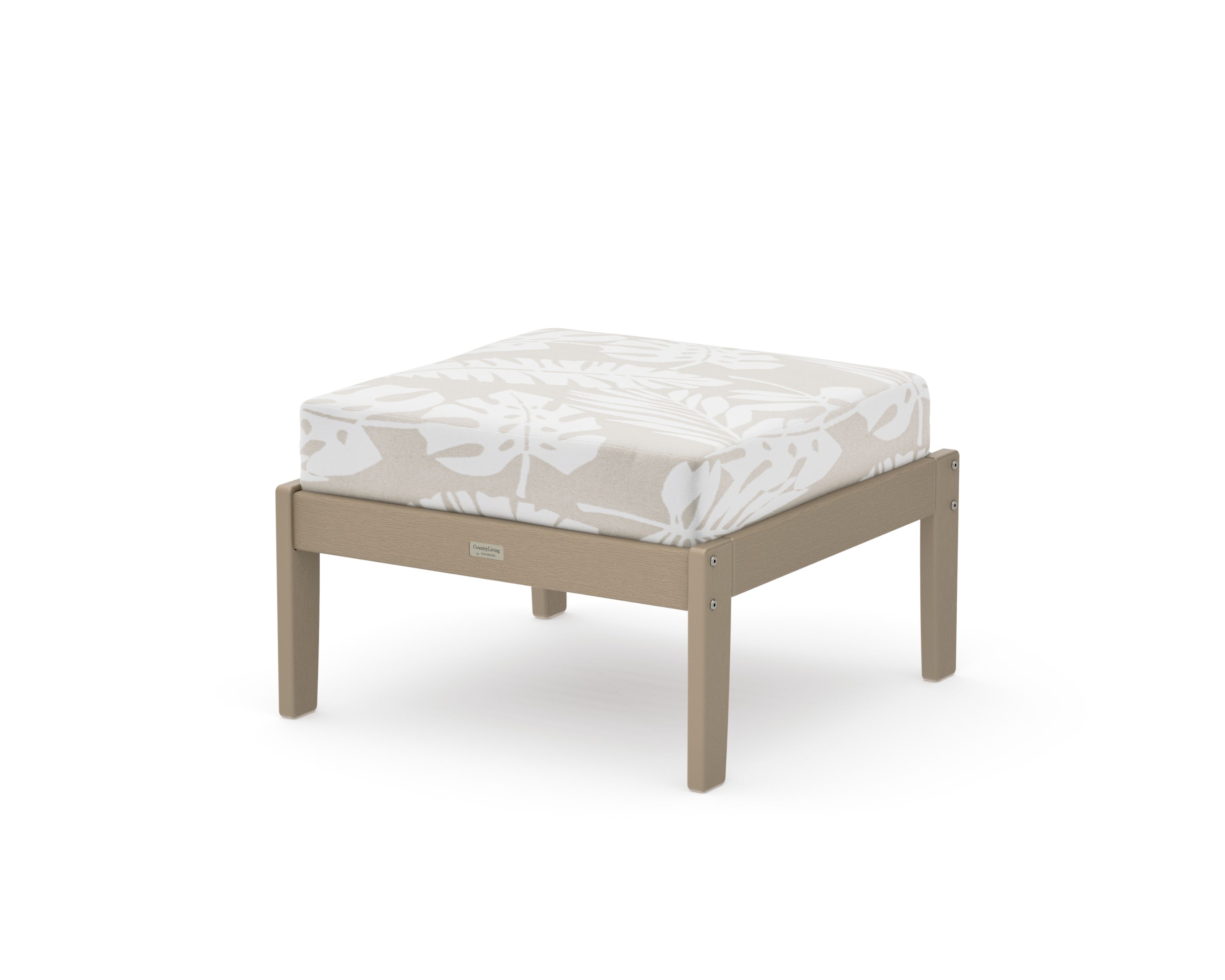 Cottage Deep Seating Ottoman in Vintage Sahara / Leaf Dune Burlap