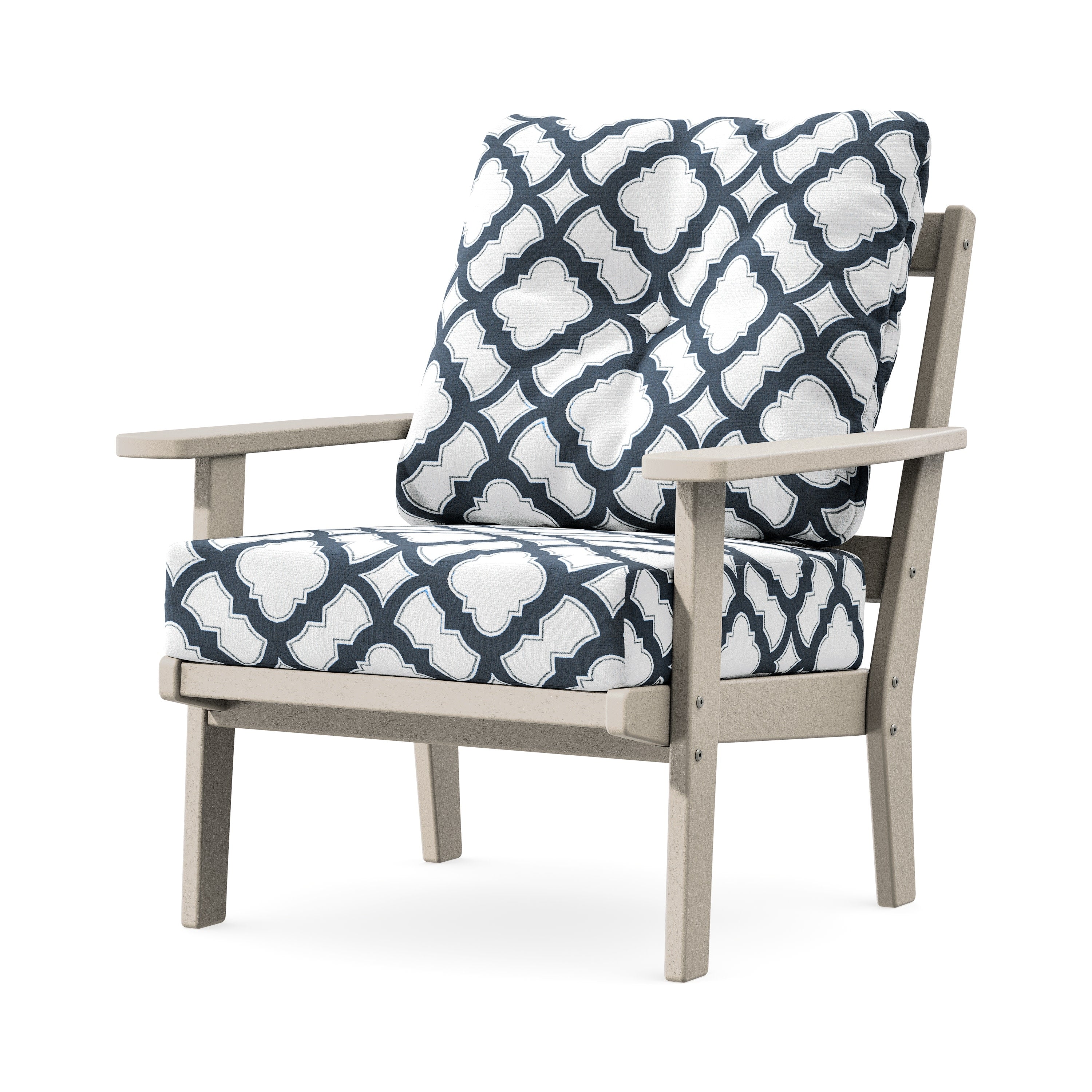 Prairie Deep Seating Chair in Sand / Trellis Marine Indigo