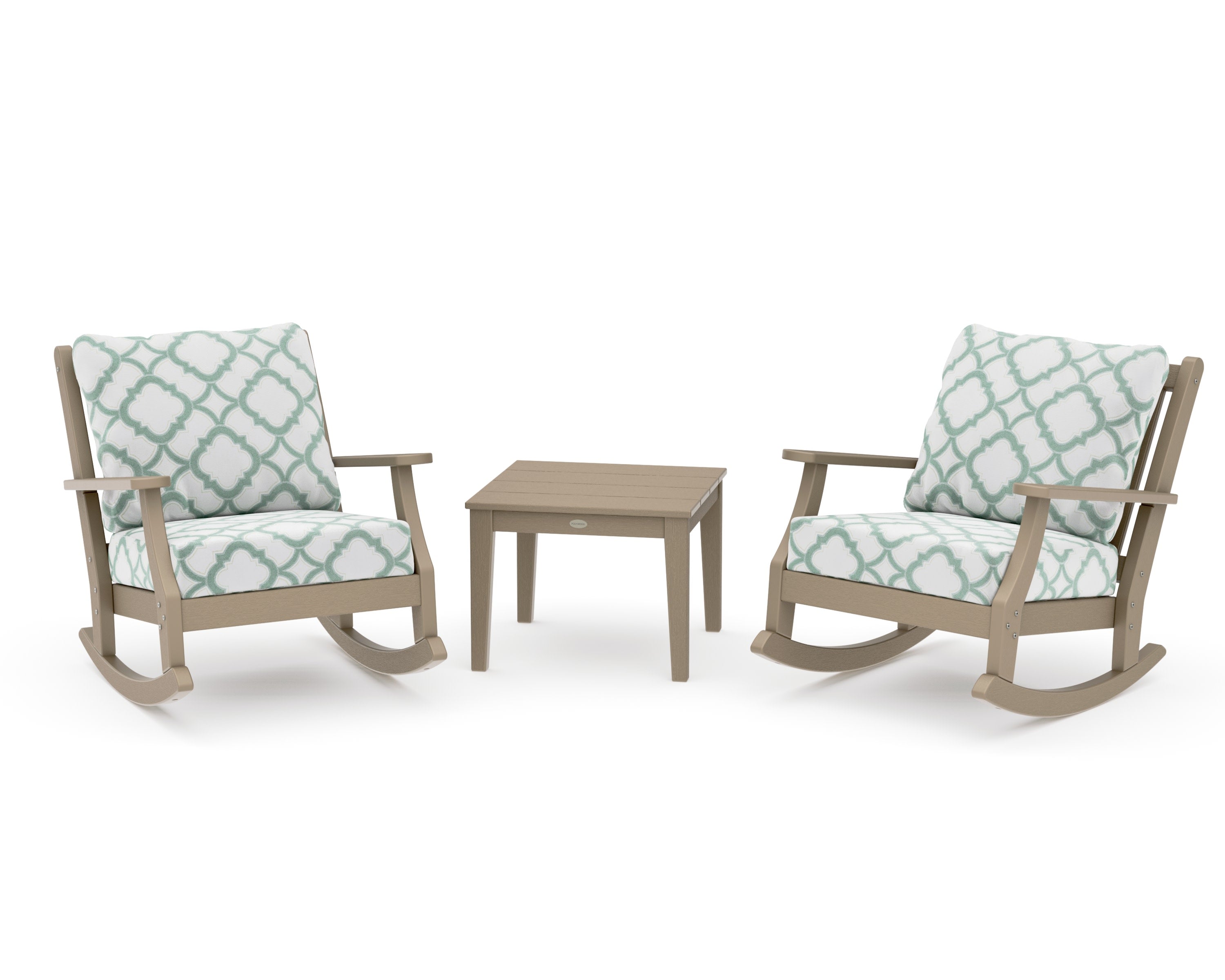 Wovendale 3-Piece Deep Seating Rocker Set in Vintage Sahara / Trellis Glacier Spa