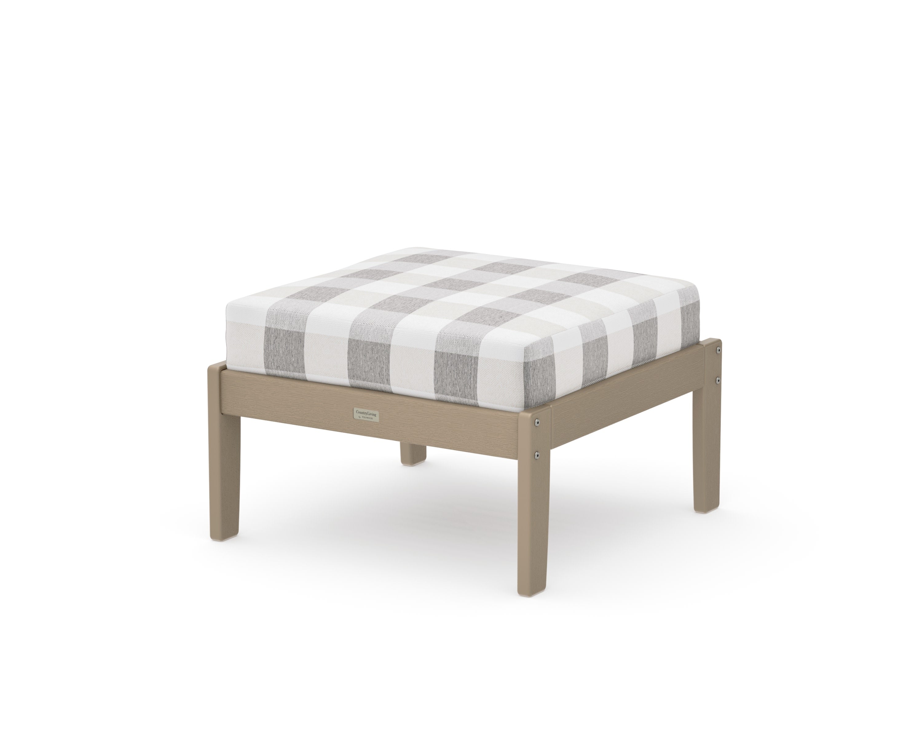 Cottage Deep Seating Ottoman in Vintage Sahara / Buffalo Plaid Grey Mist