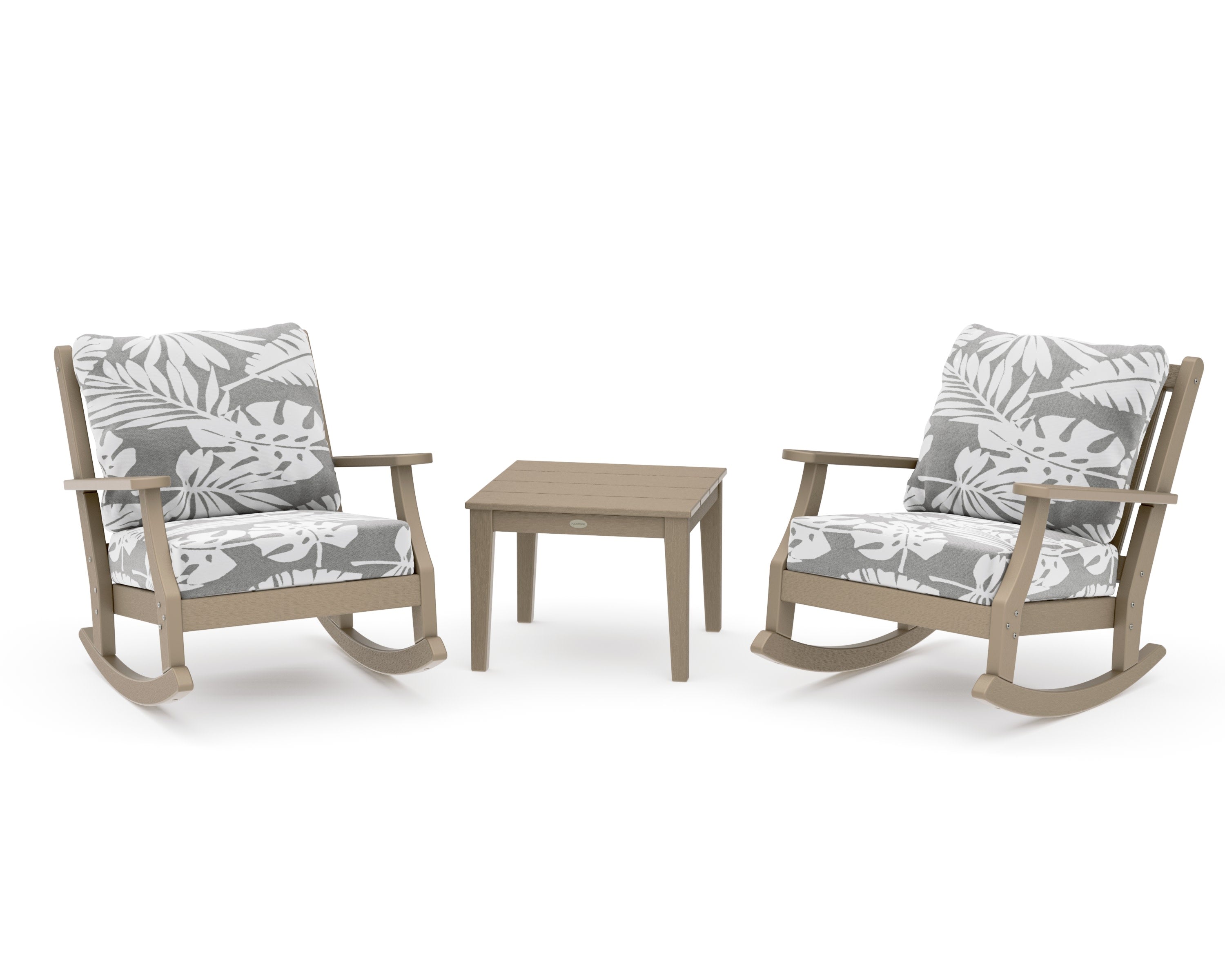 Wovendale 3-Piece Deep Seating Rocker Set in Vintage Sahara / Leaf Grey Mist