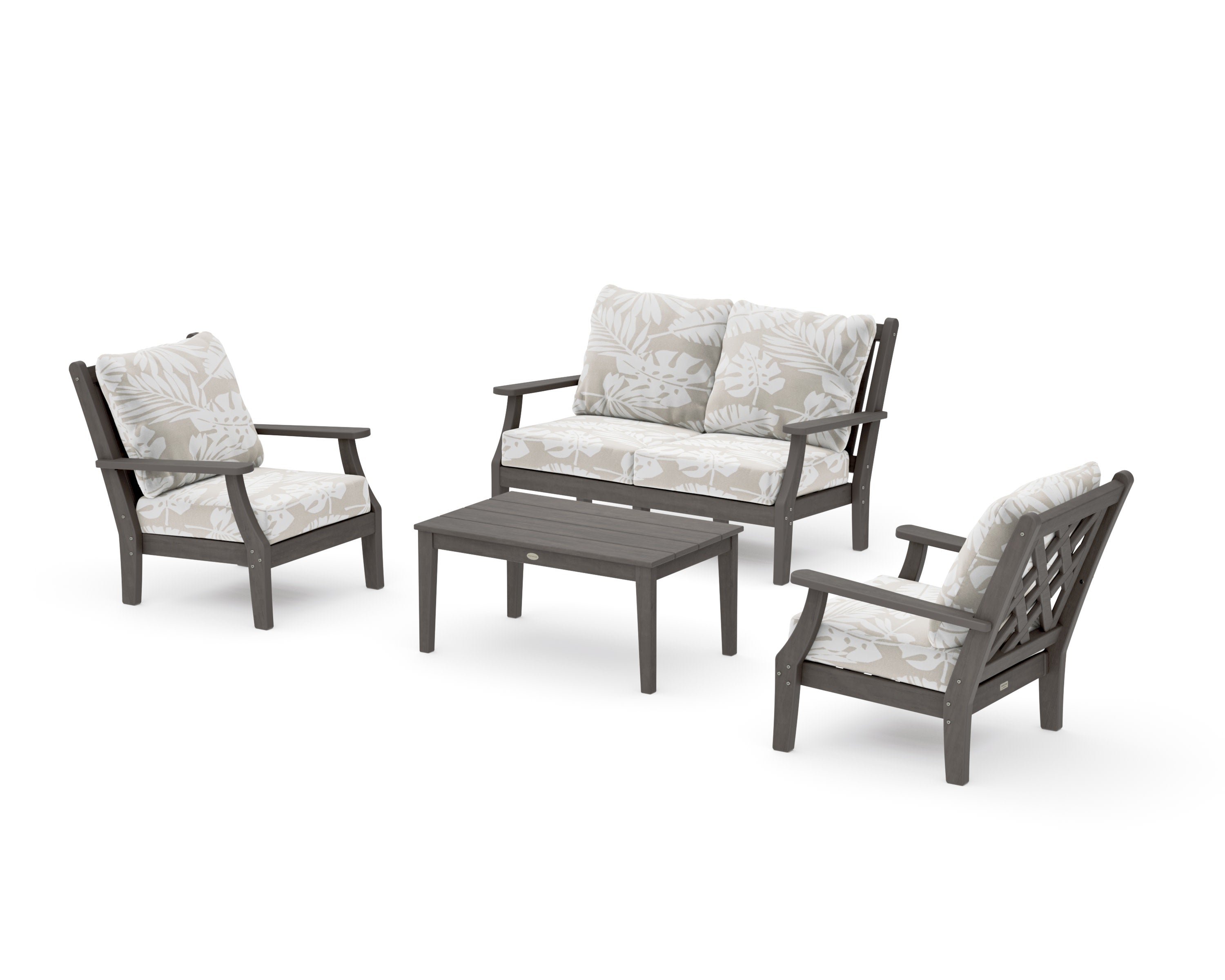 Wovendale 4-Piece Deep Seating Set with Loveseat in Driftwood / Leaf Dune Burlap
