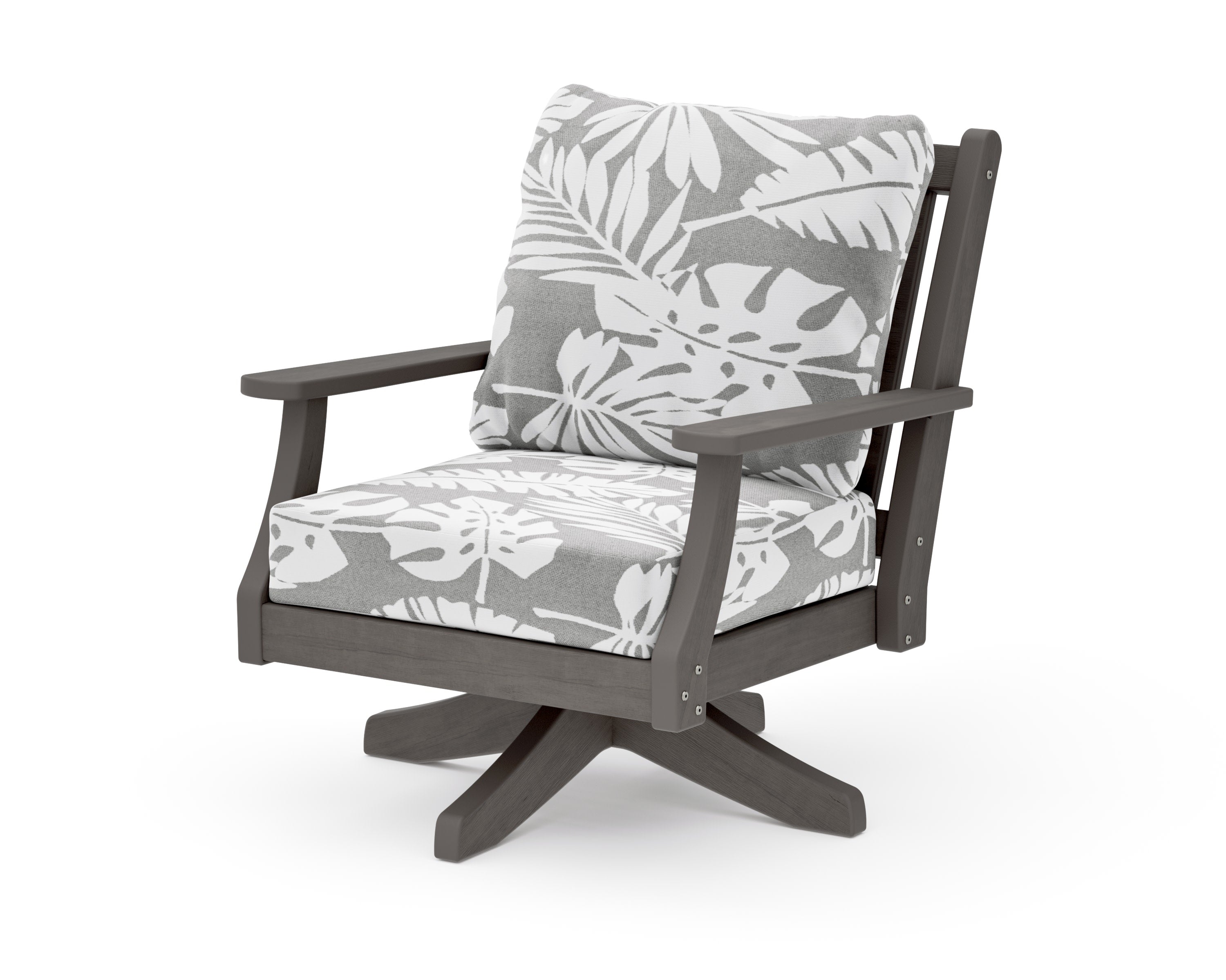 Wovendale Deep Seating Swivel Chair in Driftwood / Leaf Grey Mist