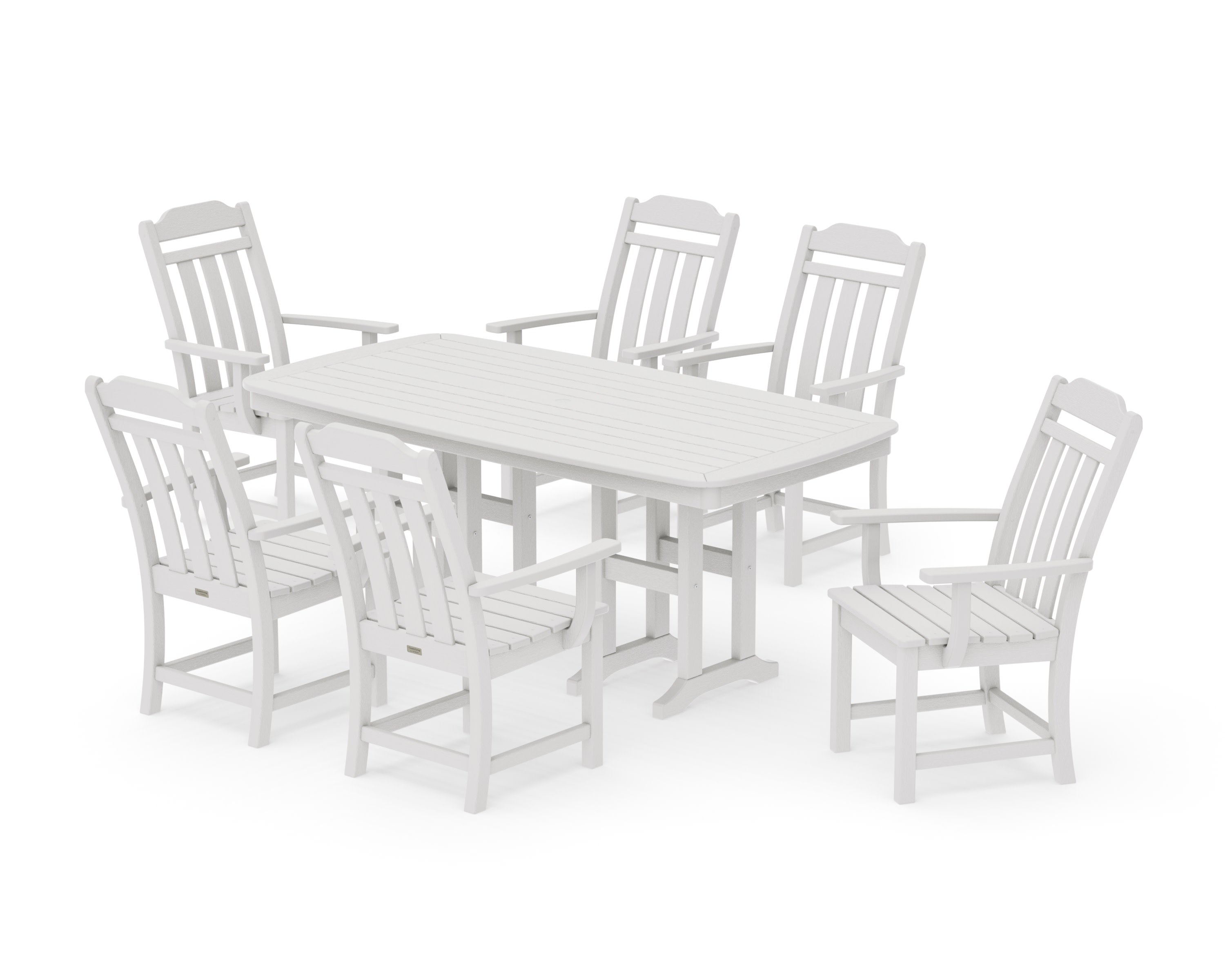 Cottage Arm Chair 7-Piece Dining Set in Vintage White