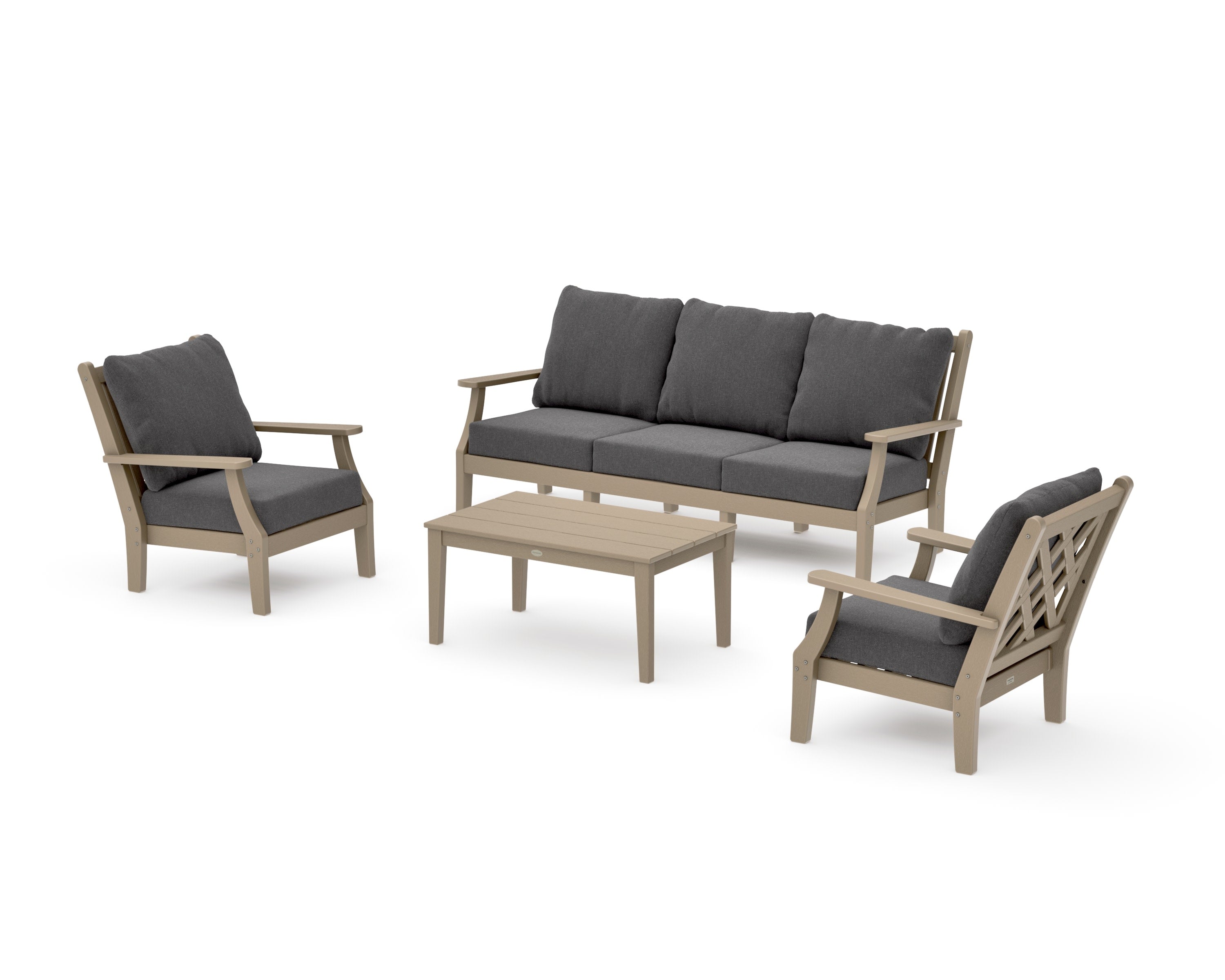 Wovendale 4-Piece Deep Seating Set with Sofa in Vintage Sahara / Ash Charcoal
