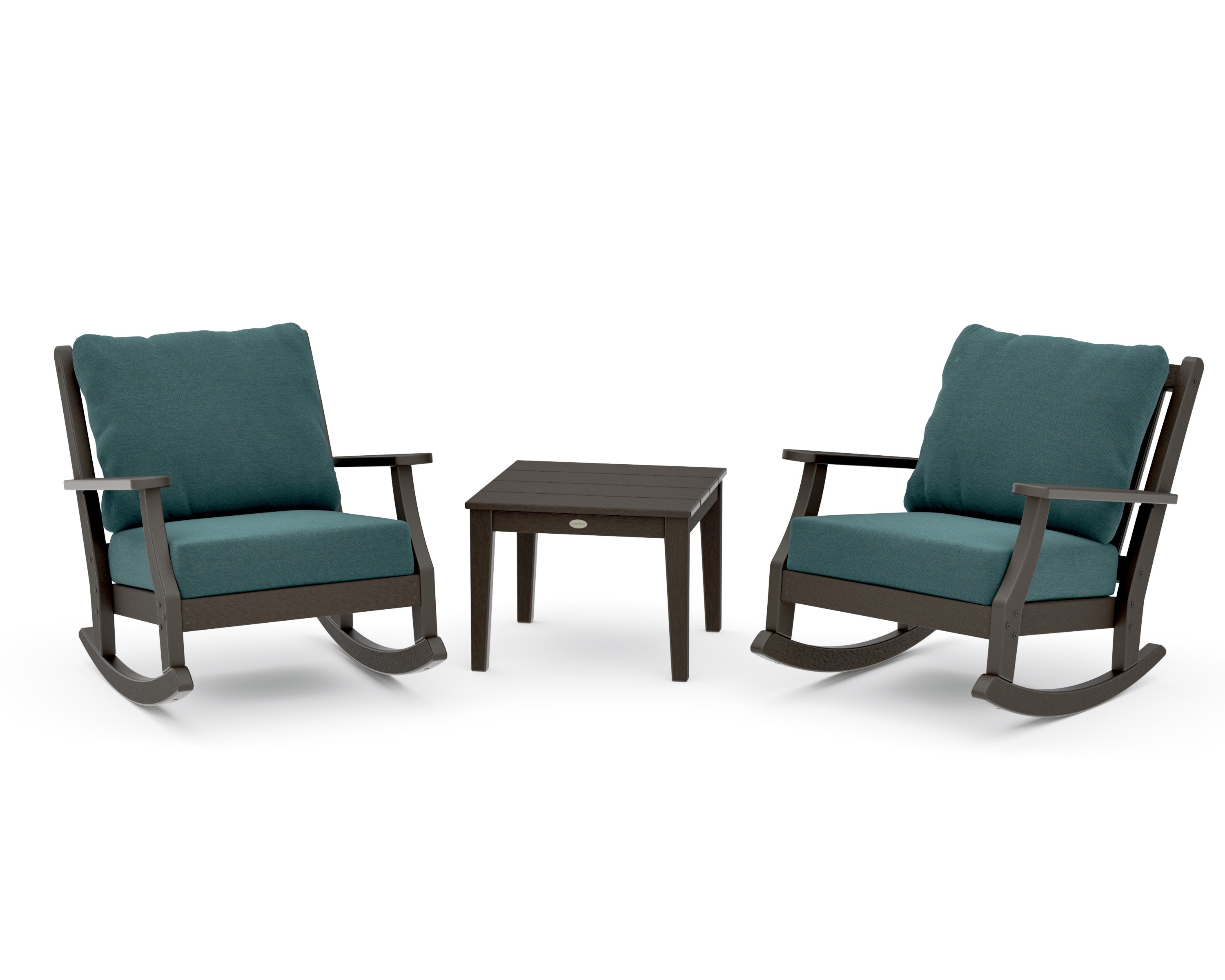 Wovendale 3-Piece Deep Seating Rocker Set in Vintage Coffee / Ocean Teal