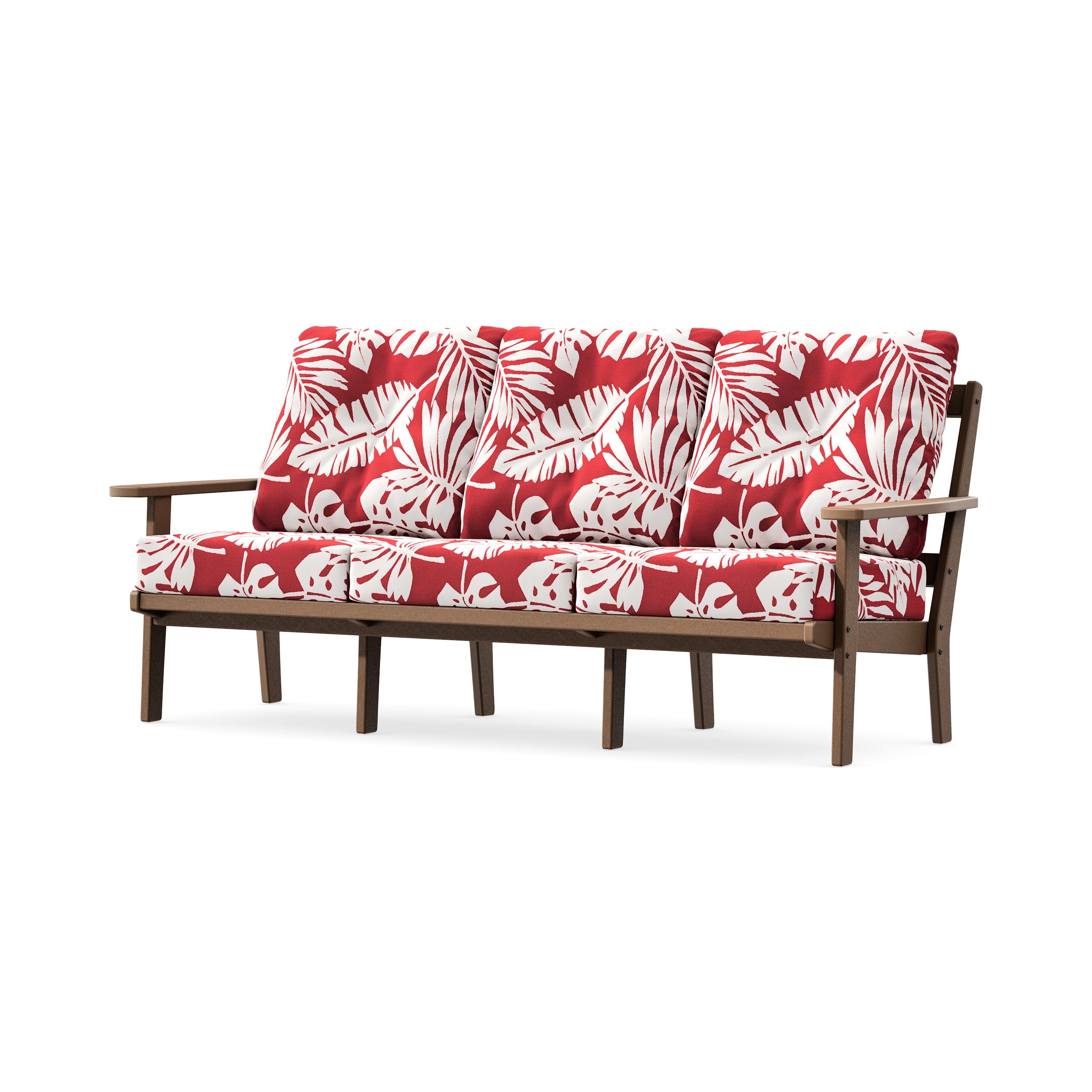 PrairieDeep Seating Sofa in Teak / Leaf Crimson