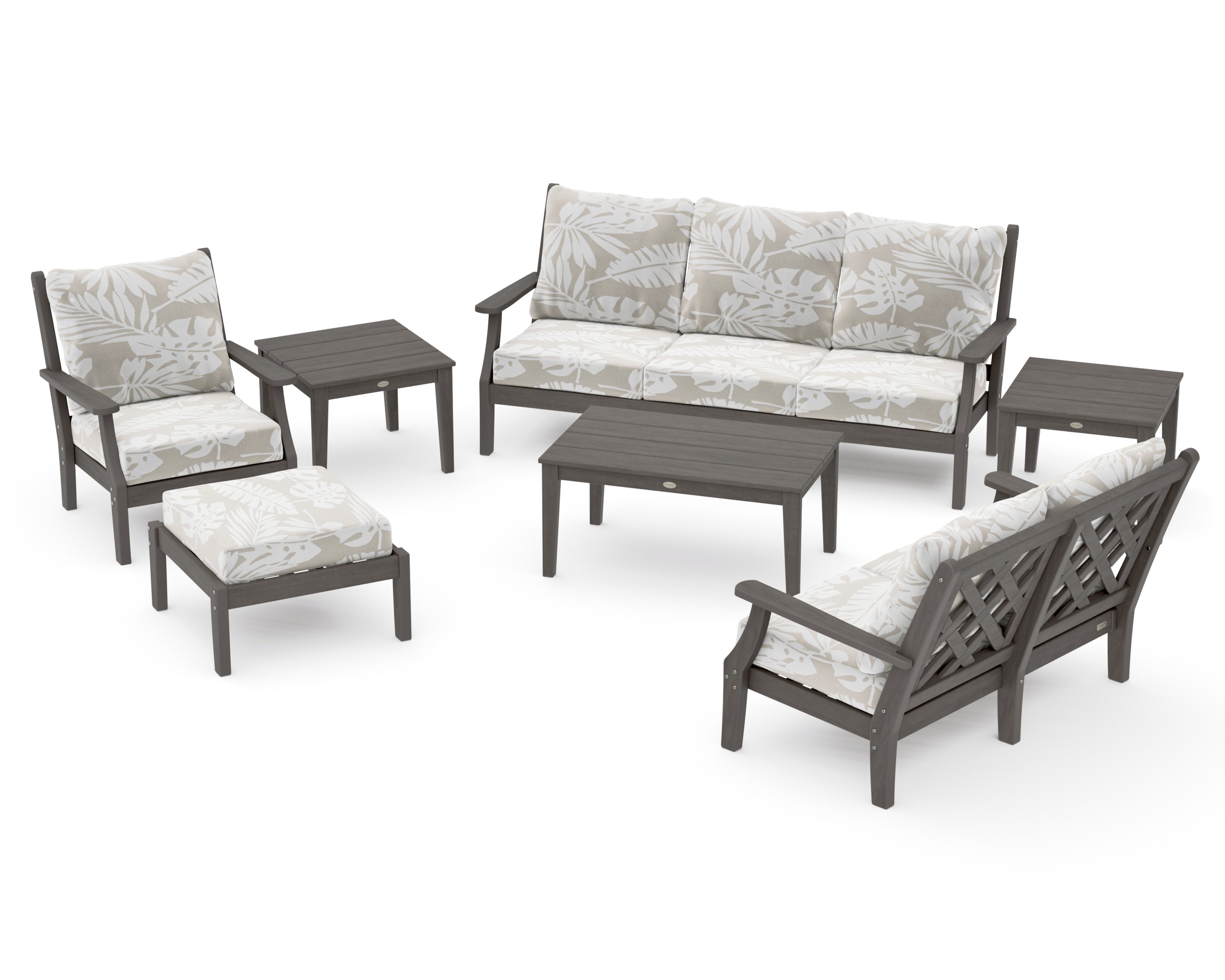 Wovendale 7-Piece Deep Seating Set in Driftwood / Leaf Dune Burlap