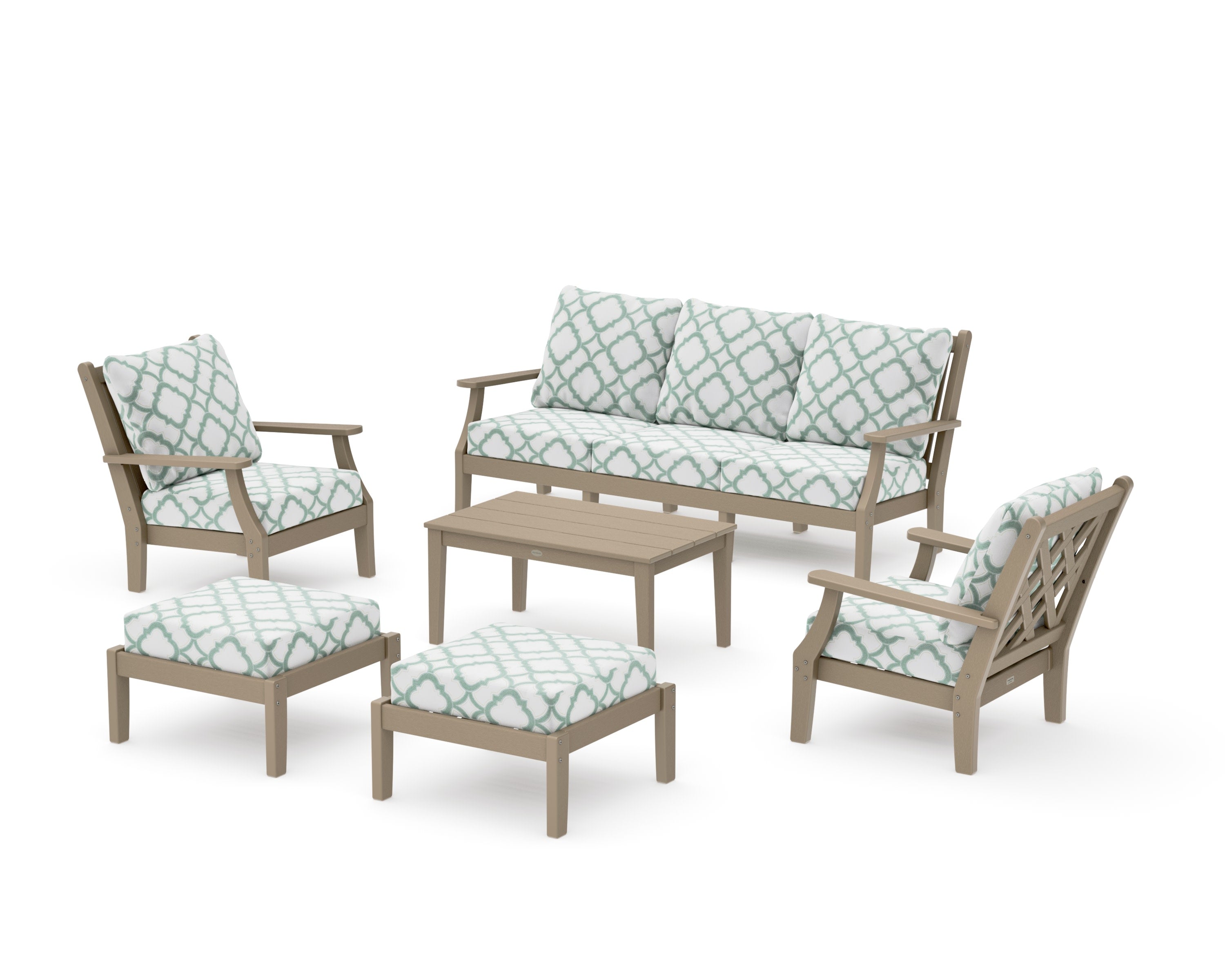 Wovendale 6-Piece Lounge Sofa Set in Vintage Sahara / Trellis Glacier Spa