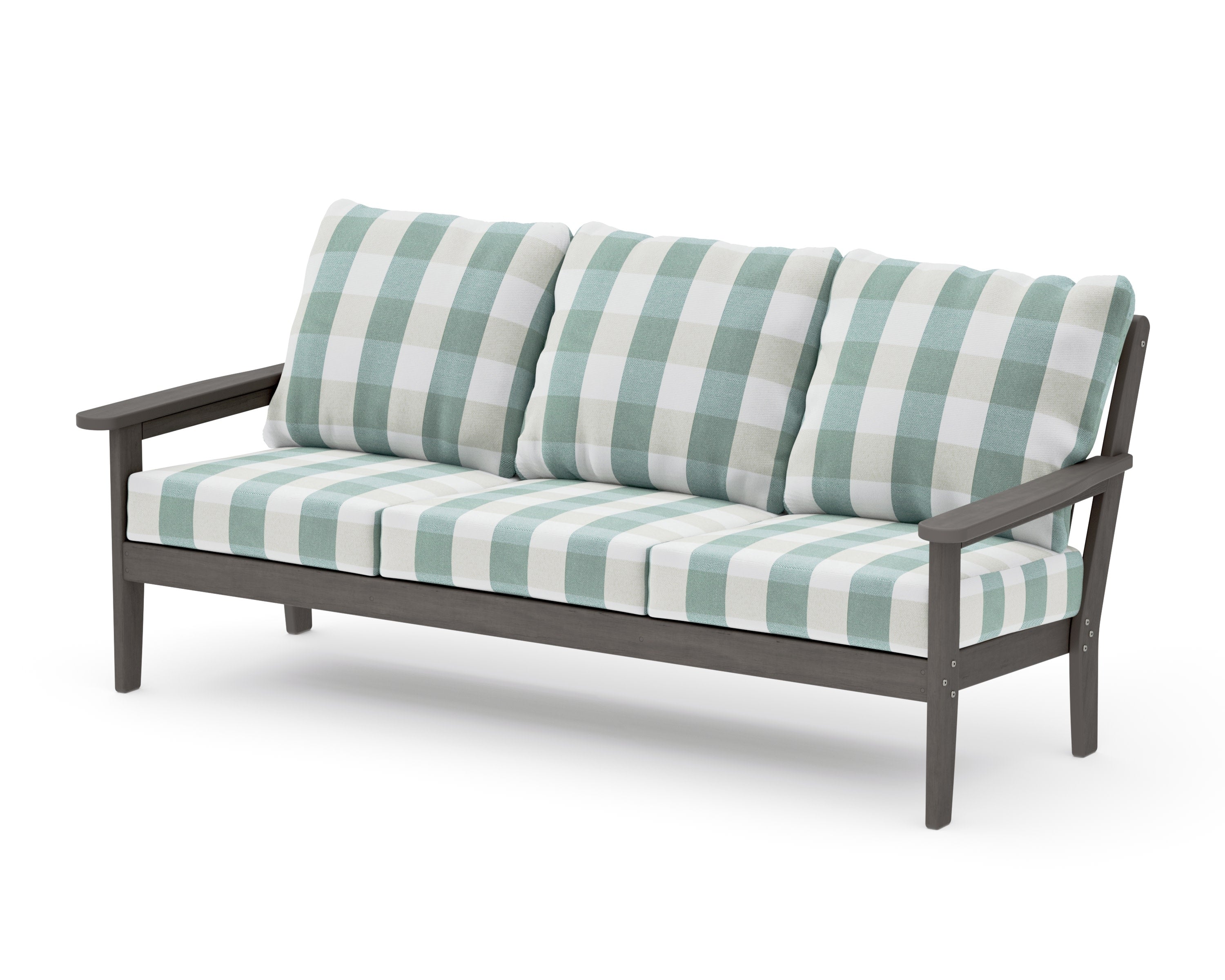 Cottage Deep Seating Sofa in Driftwood / Buffalo Plaid Glacier Spa