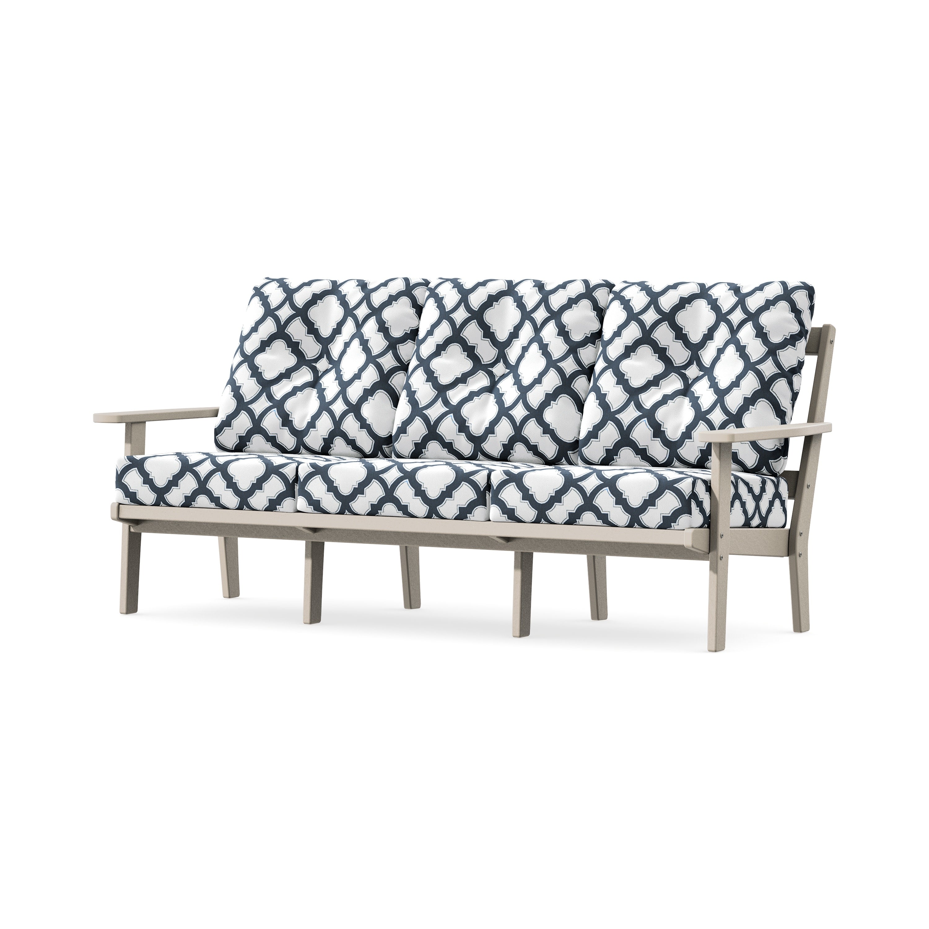 PrairieDeep Seating Sofa in Sand / Trellis Marine Indigo