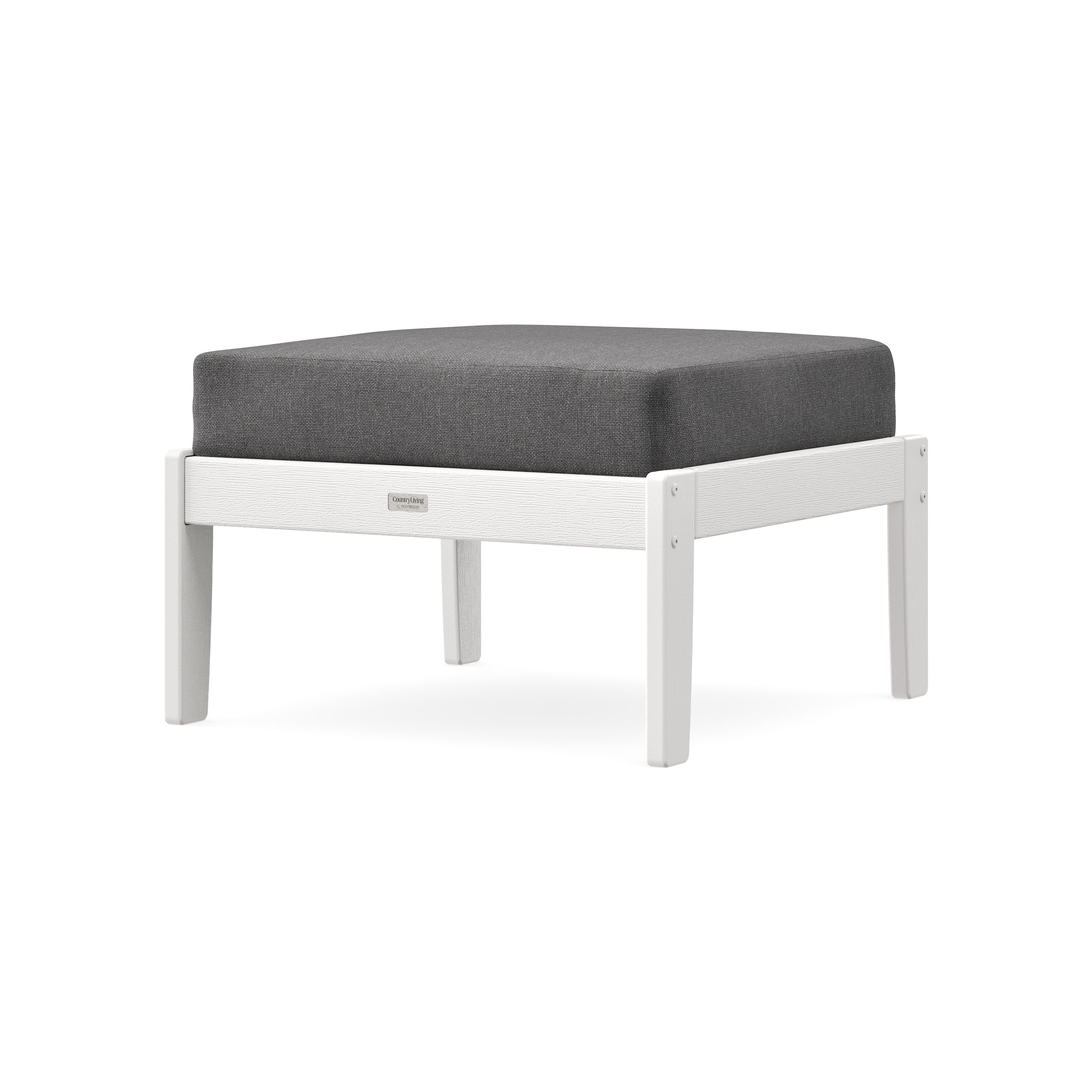 Cottage Deep Seating Ottoman in Vintage White / Ash Charcoal