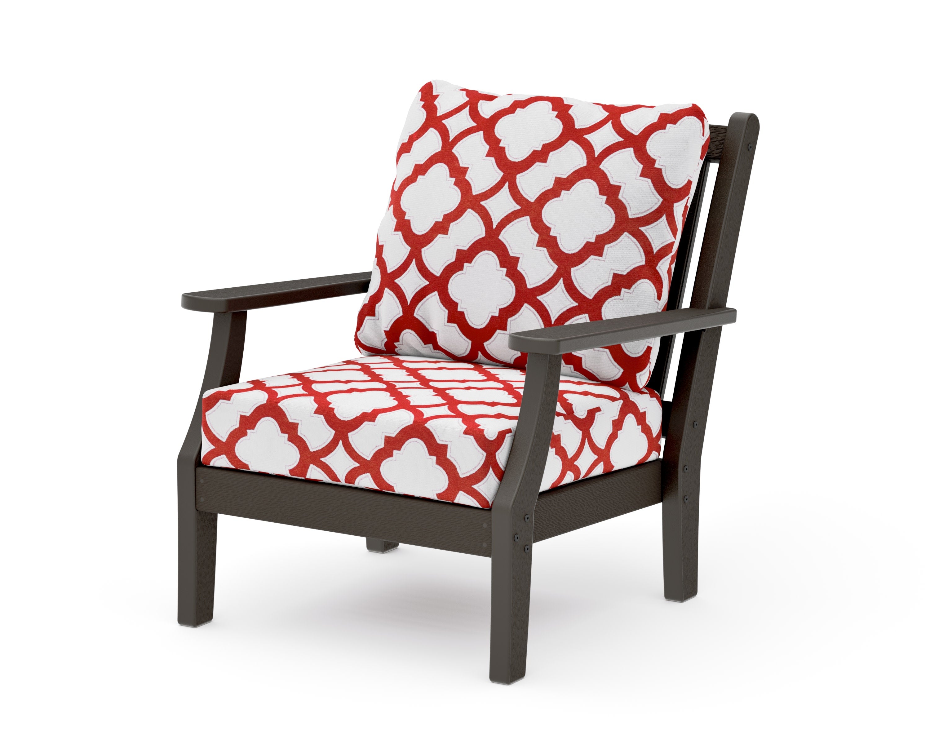Wovendale Deep Seating Chair in Vintage Coffee / Trellis Crimson