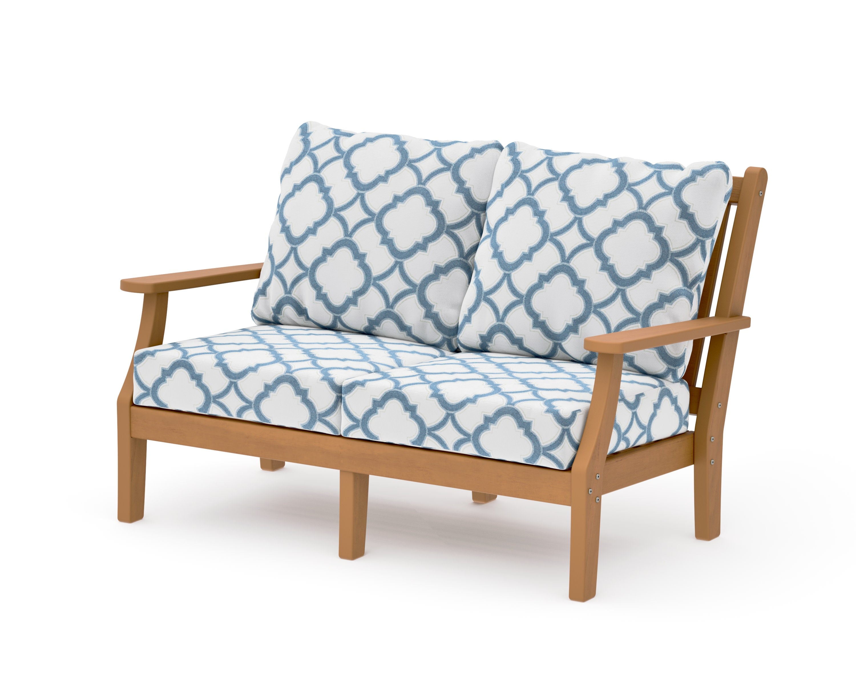 Wovendale Deep Seating Loveseat in Natural / Trellis Sky Blue
