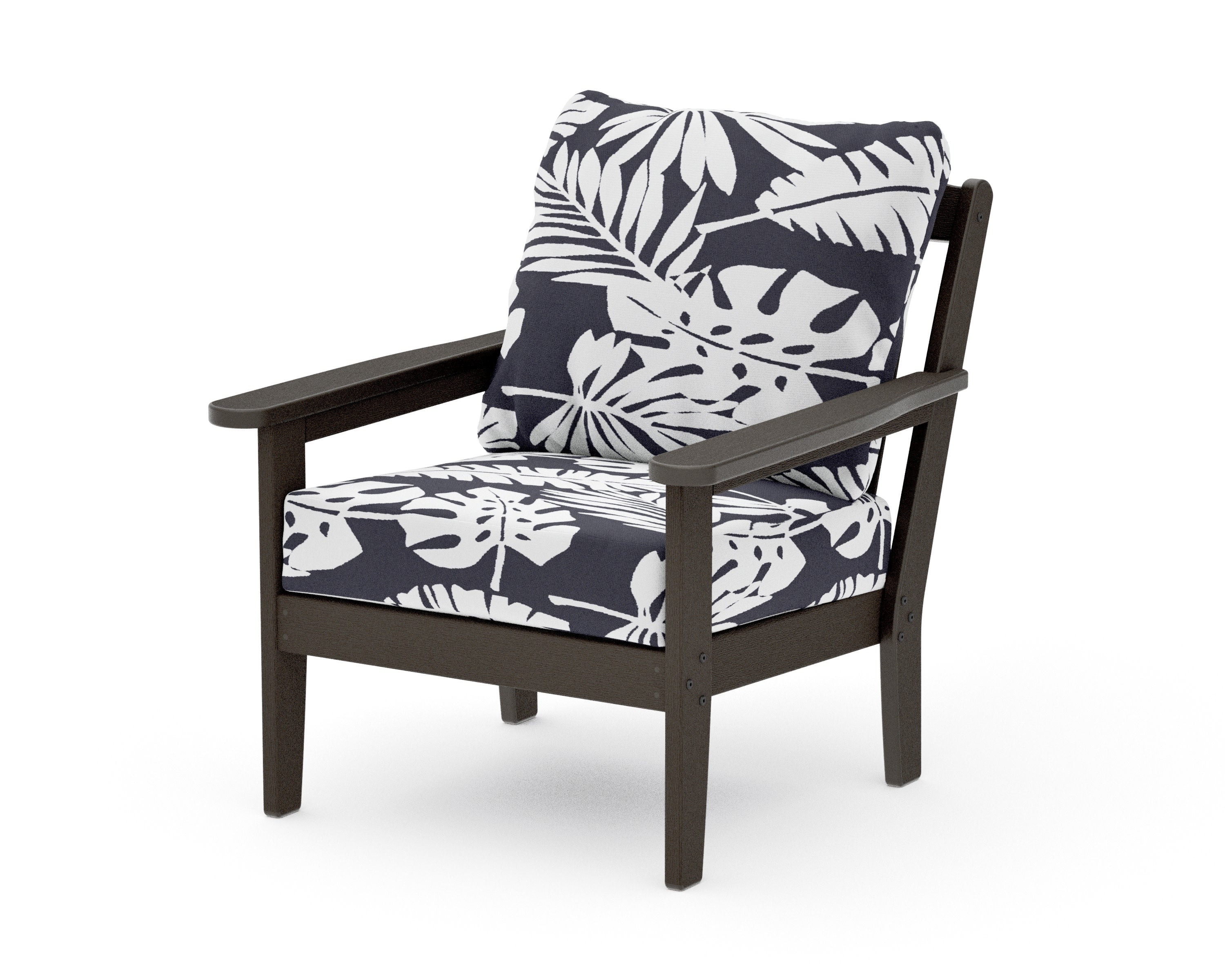 Cottage Deep Seating Chair in Vintage Coffee / Leaf Navy