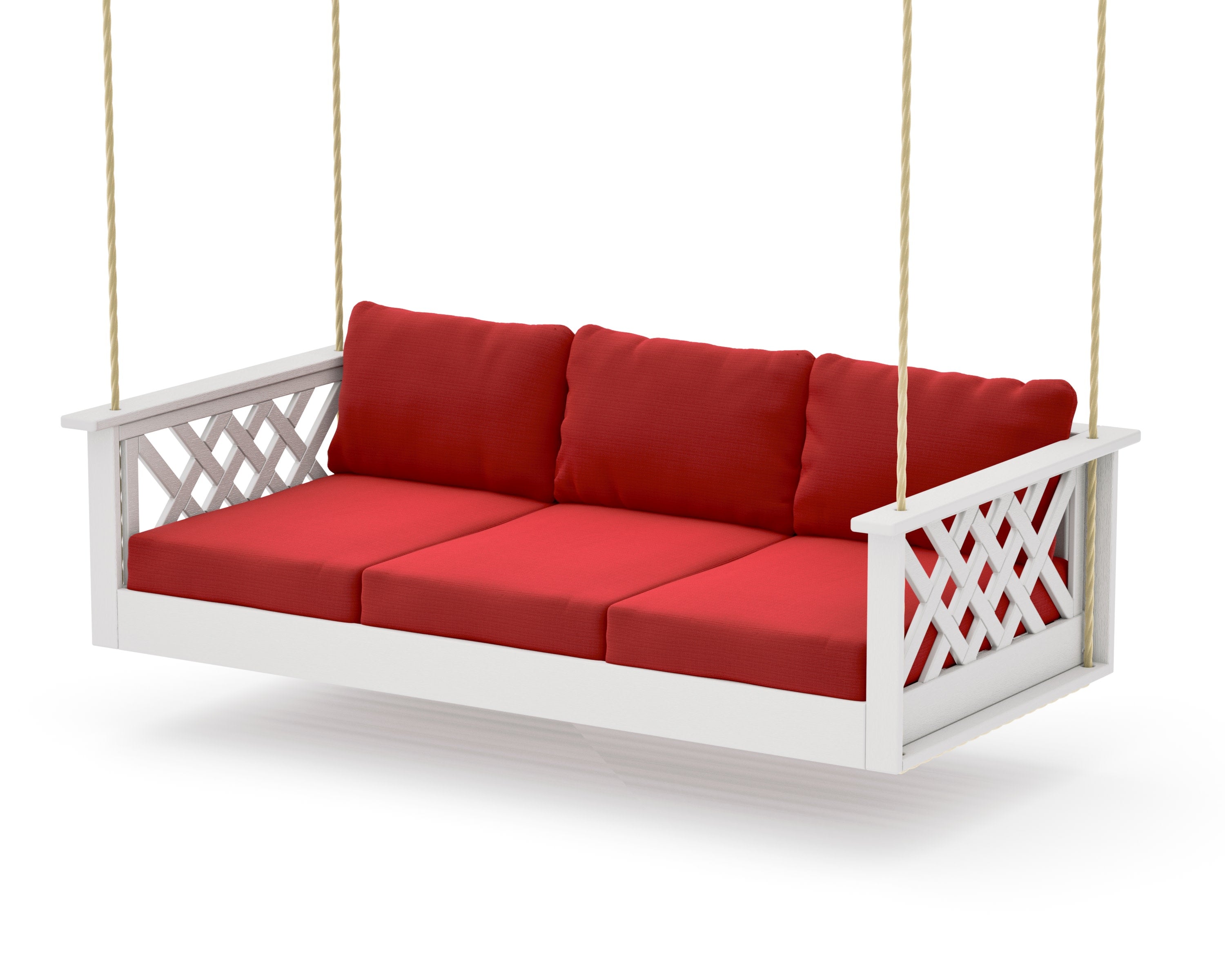 Wovendale Daybed Swing in Vintage White / Crimson Linen