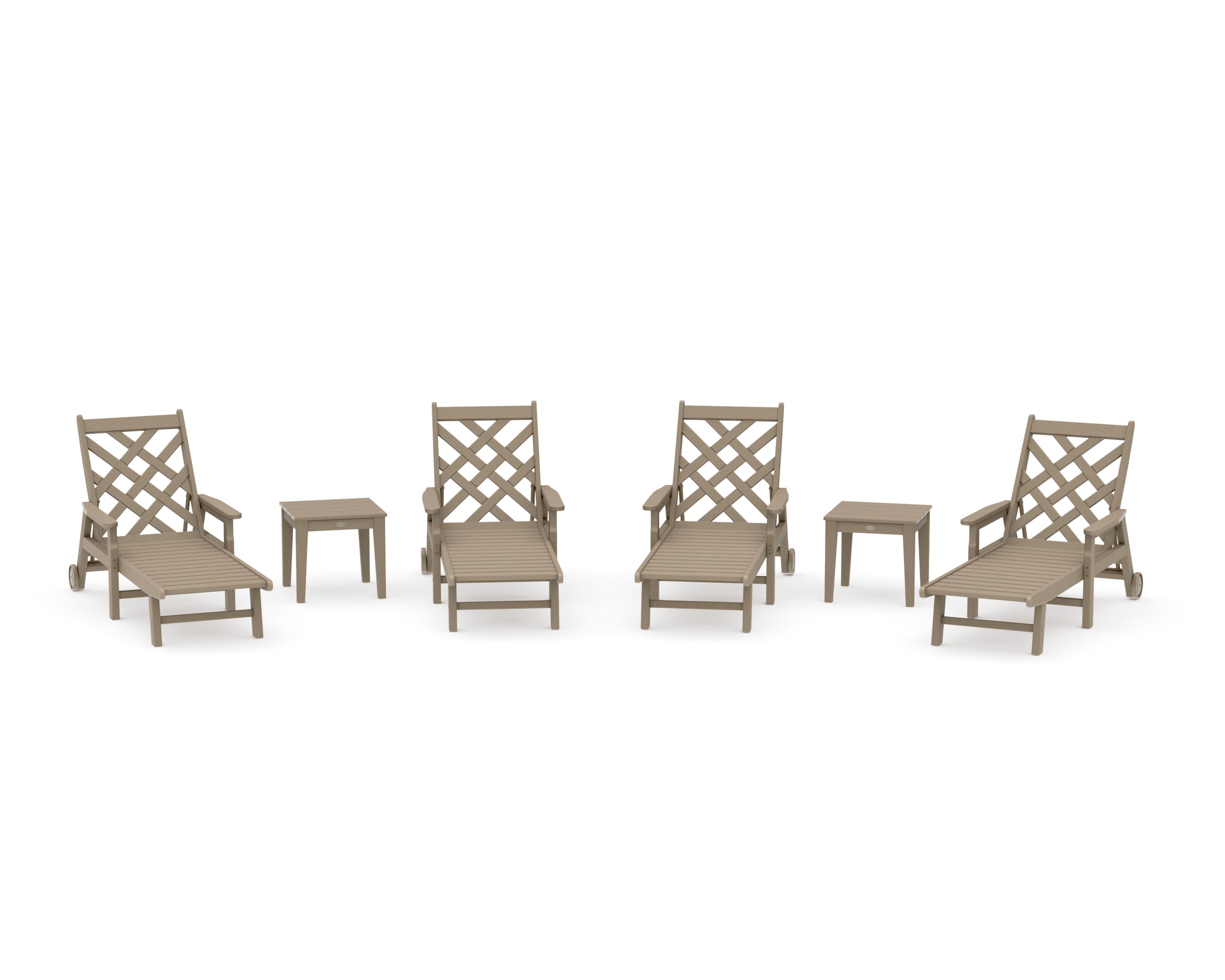 Wovendale 6-Piece Chaise Set with Arms and Wheels in Vintage Sahara
